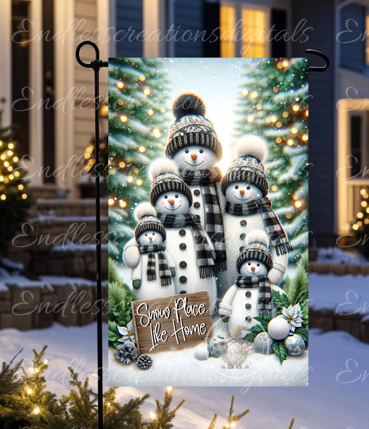 SNOW PLACE LIKE HOME GARDEN FLAG