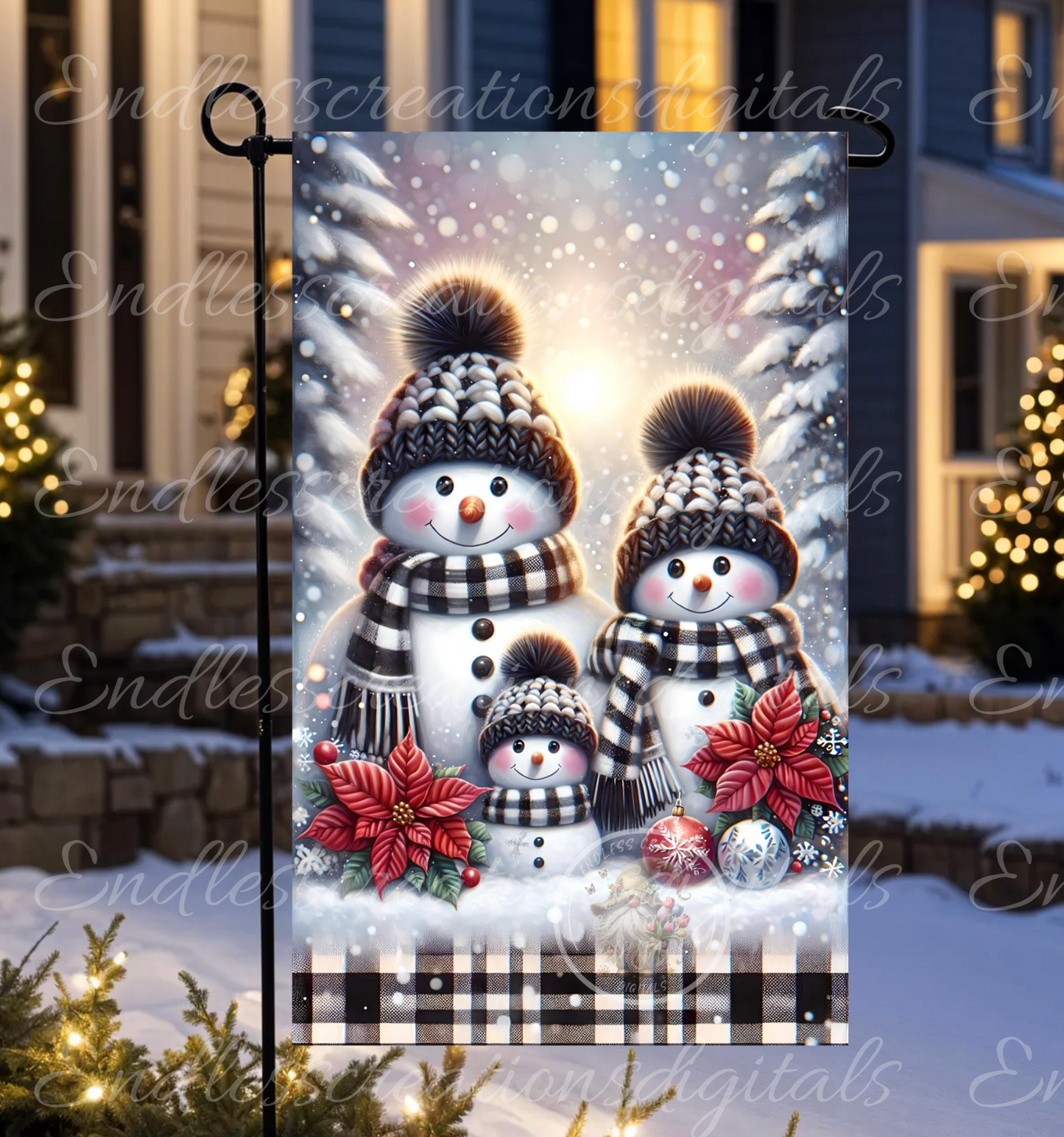 WINTER SNOWMAN WELCOME GARDEN FLAG
