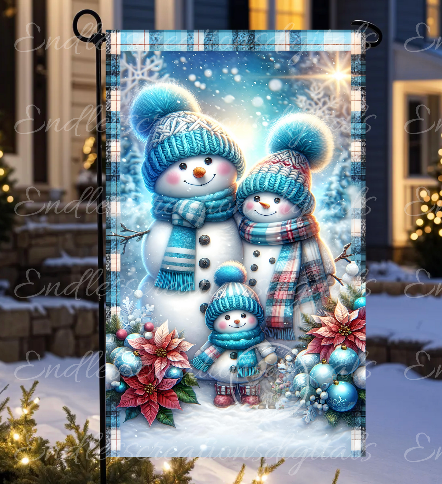 WELCOME SNOWMIES WINTER GARDEN FLAG