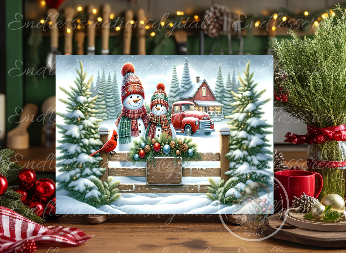 SNOWMAN COUPLE WINTER RECTANGLE/TINS