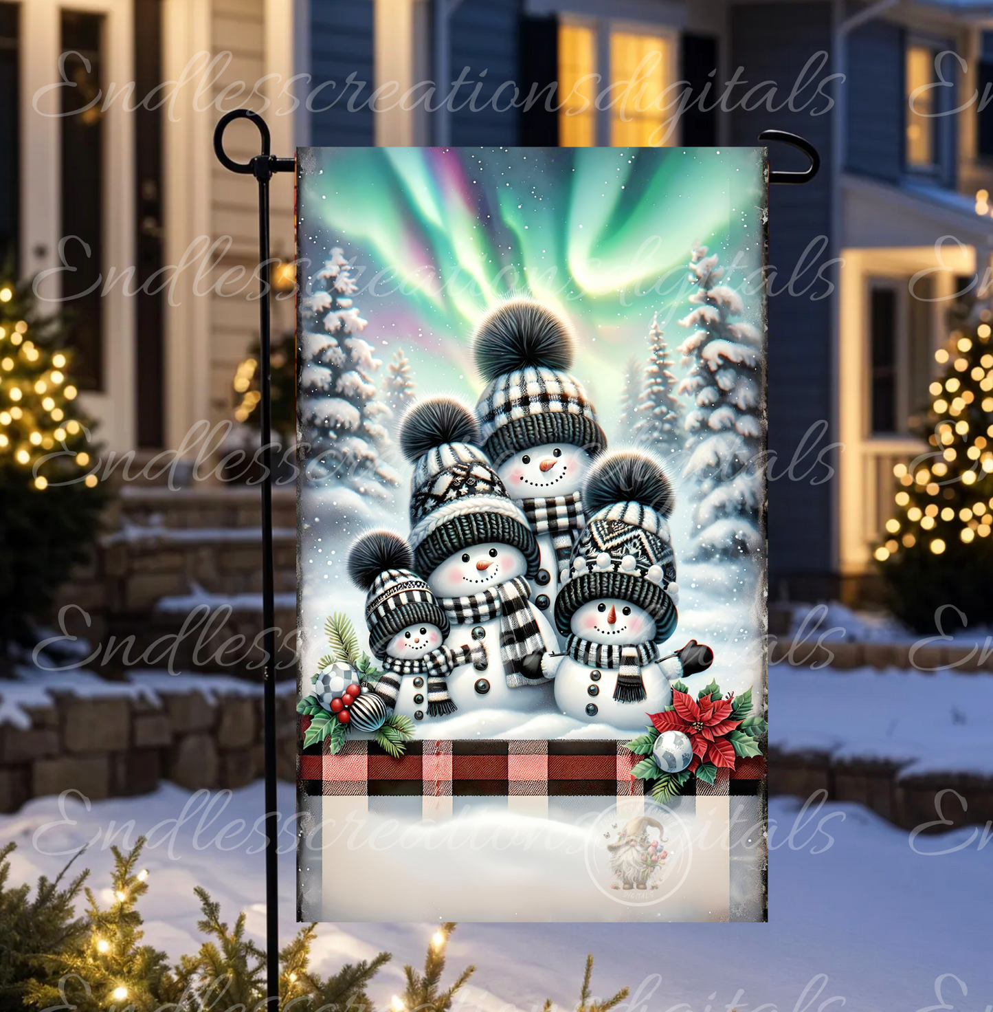 SNOWMAN FAMILY OF 4 GARDEN FLAG