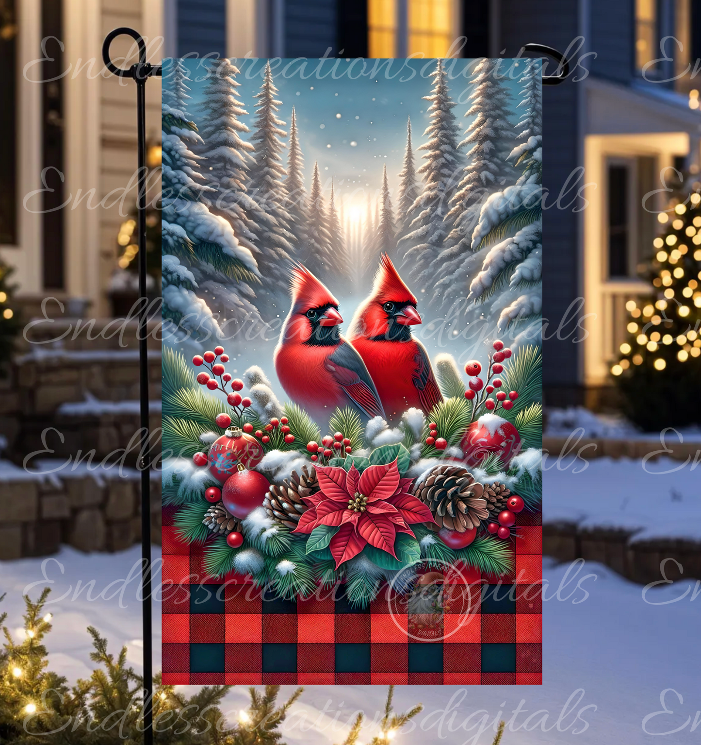 WELCOME WINTER CARDINALS GARDEN FLAG