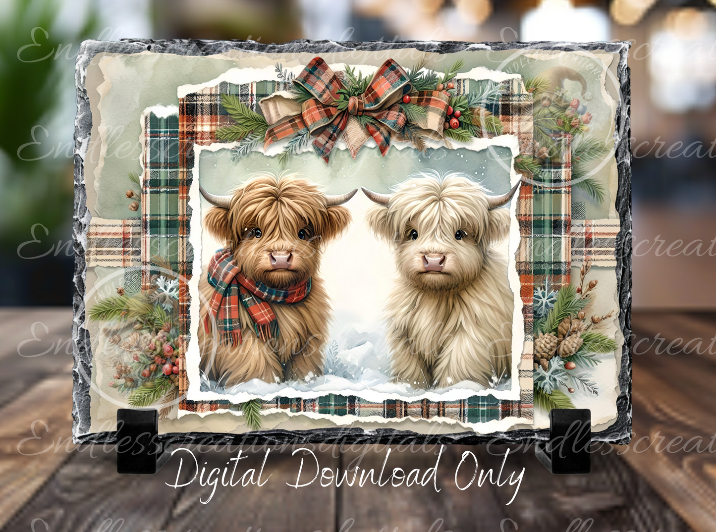 WINTER HIGHLAND COWS TIN/RECTANGLE