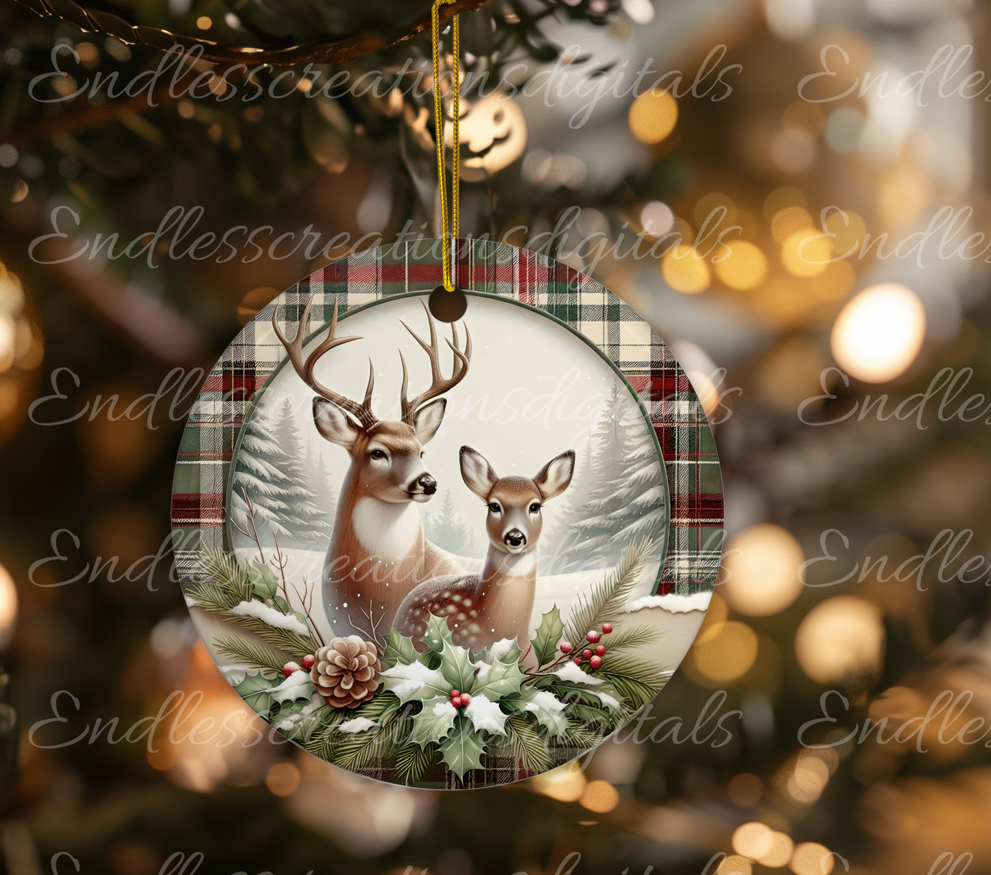 WINTER DEER COUPLE ROUND