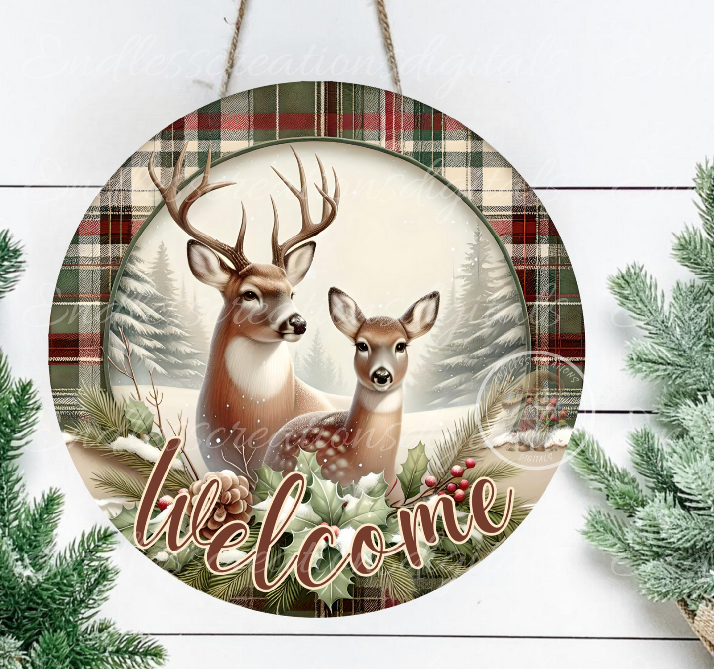 WINTER DEER COUPLE ROUND