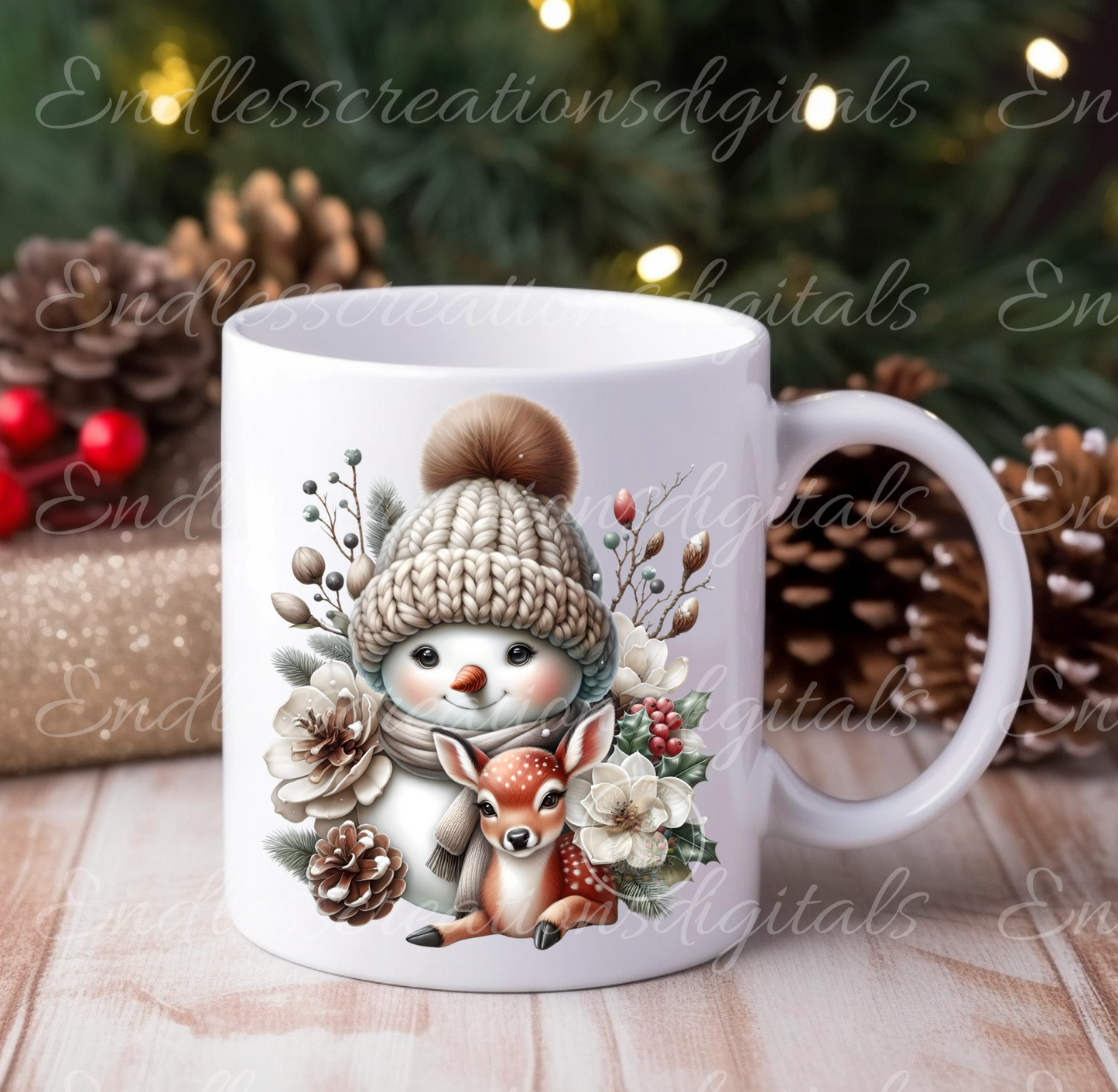 WINTER SNOWMAN WITH DEER TRANSPARENCIES