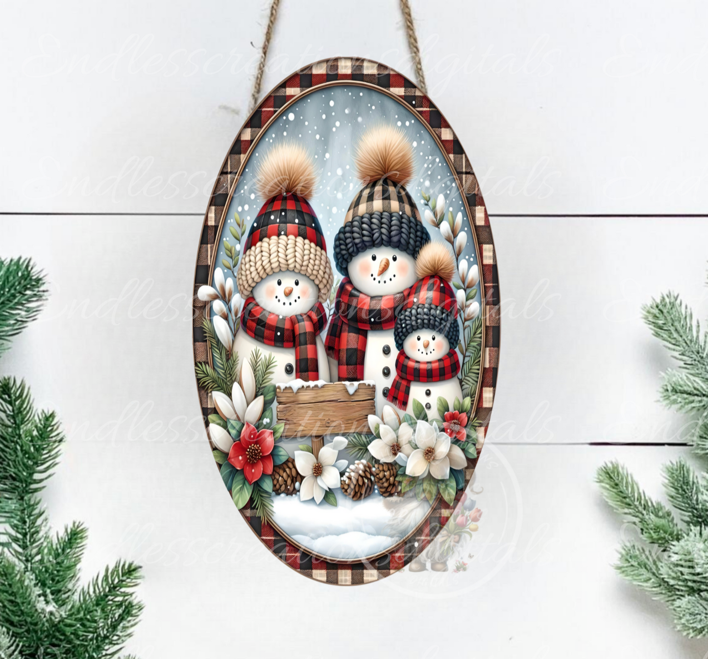 SNOWMAN FAMILY WINTER HOME OVAL DIGITAL