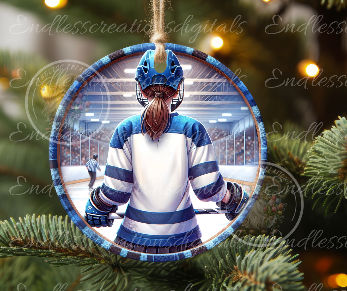 GIRL RINGETTE PLAYER BLANK ORNAMENT/GIFT TAGS
