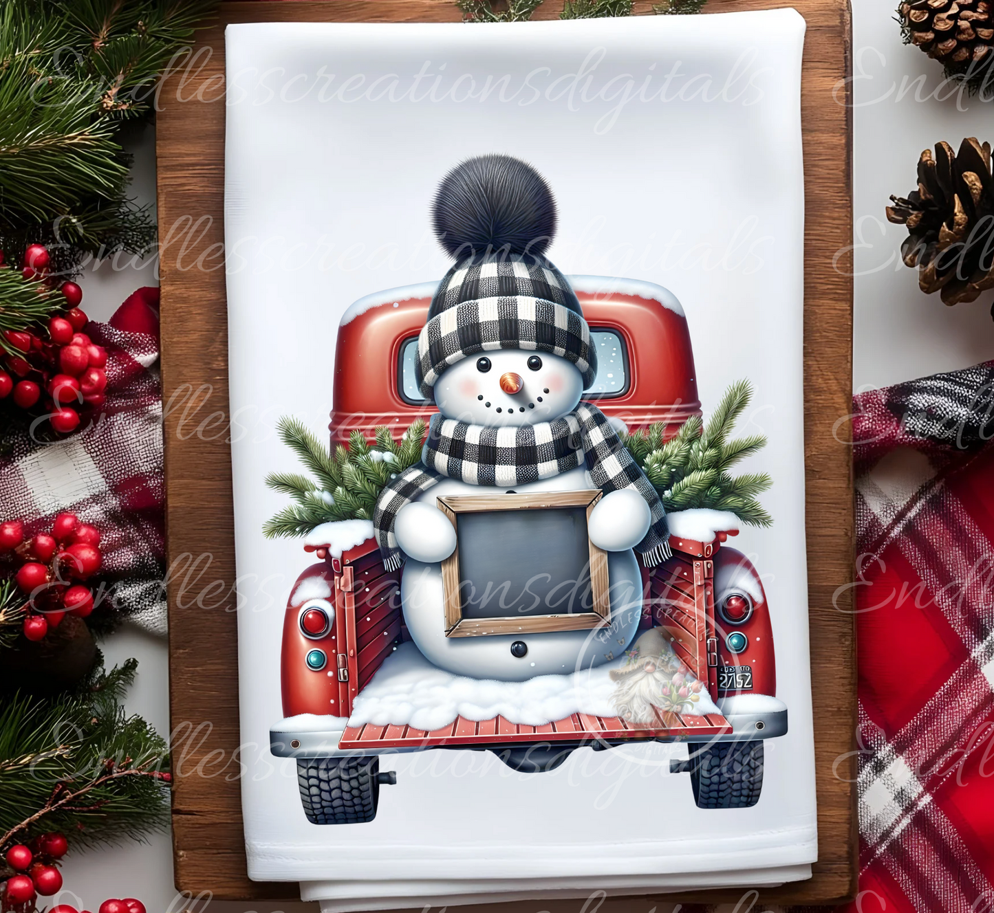 RED TRUCK WITH SNOWMAN WINTER BUNDLE (NO TEXT)