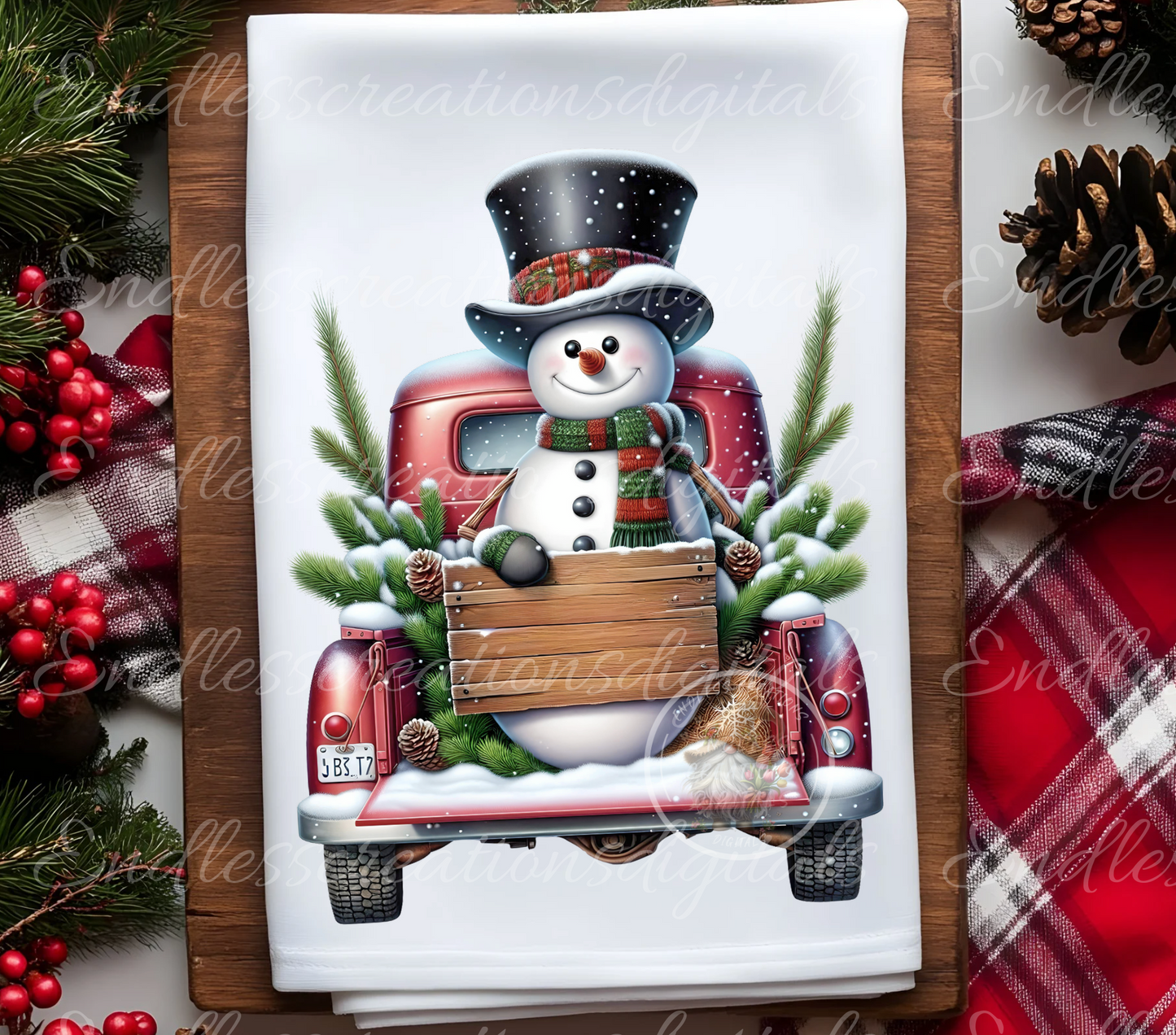 RED TRUCK WITH SNOWMAN WINTER BUNDLE (NO TEXT)