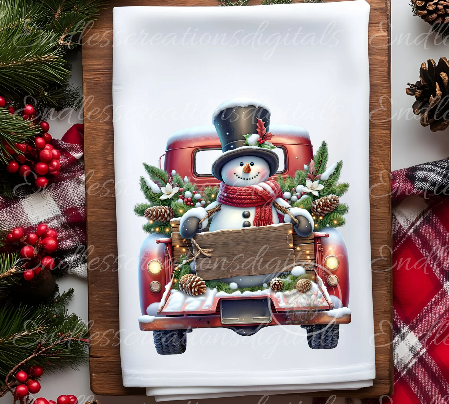 RED TRUCK WITH SNOWMAN WINTER BUNDLE (NO TEXT)