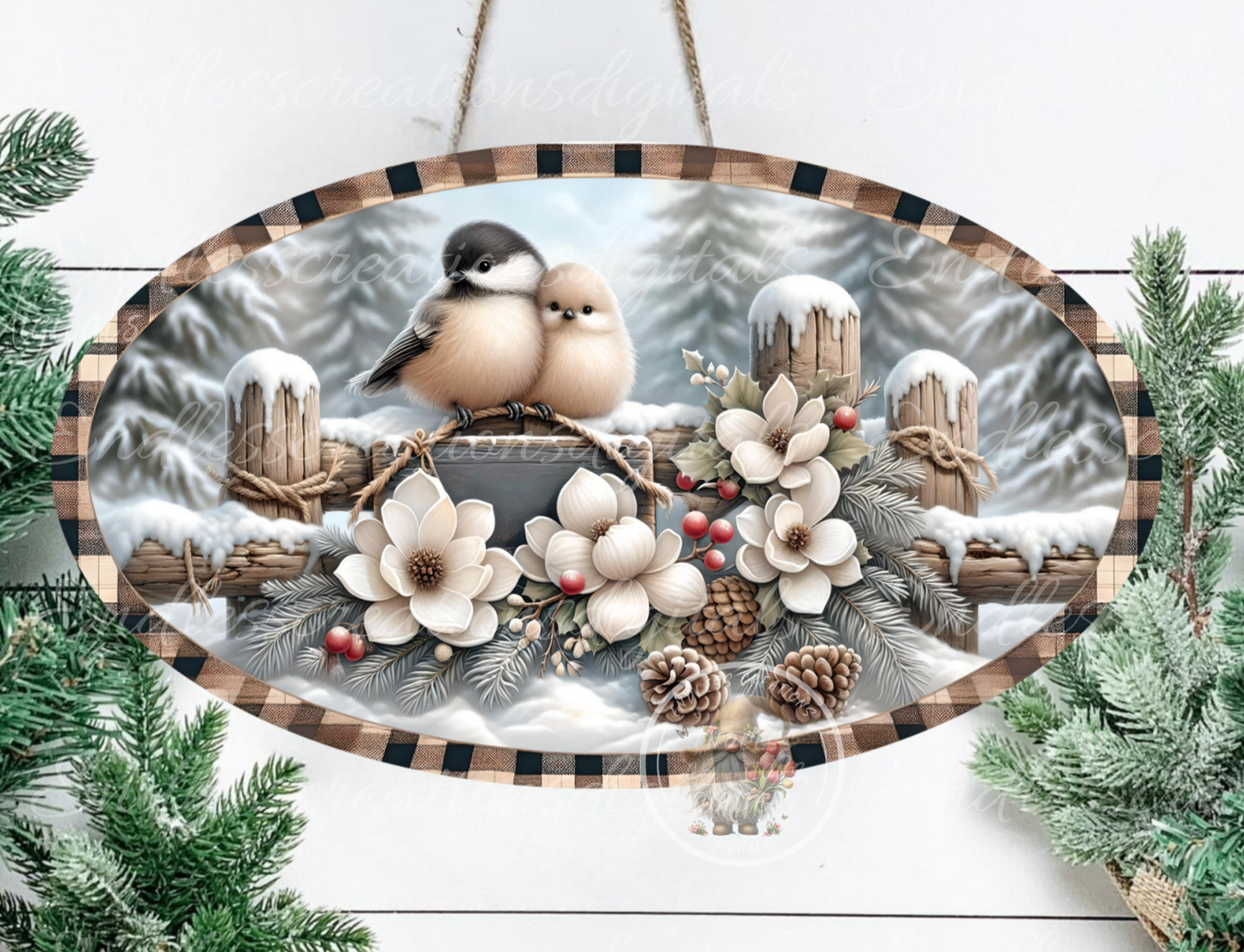CHICKADEE WINTER WIDE OVAL DIGITALS
