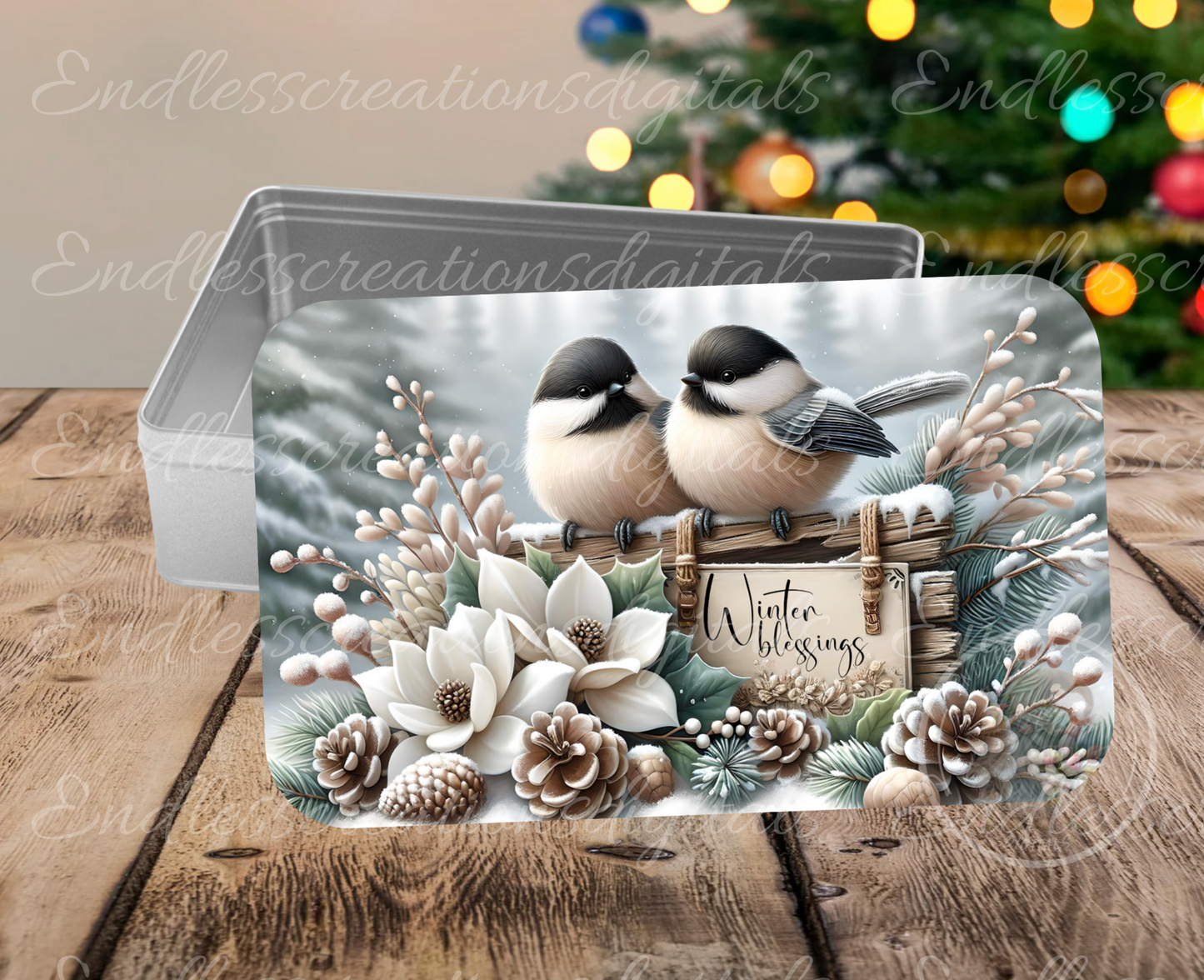 WINTER BLESSINGS CHICKADEES RECTANGLE/TINS