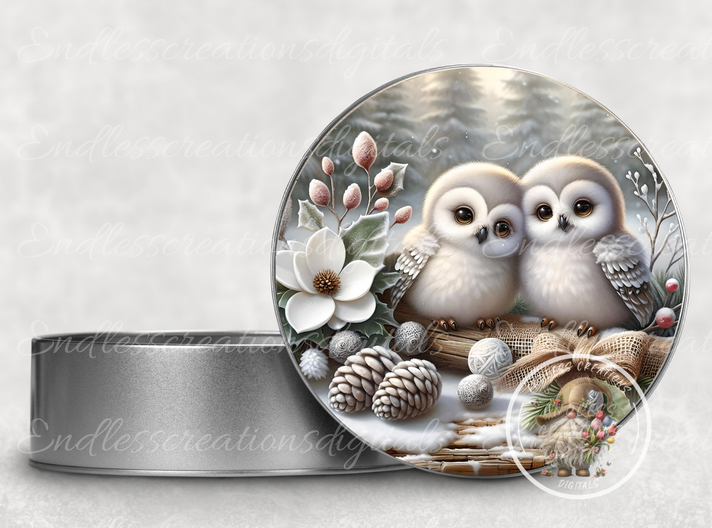 PAIR OF WINTER SNOW OWLS BUNDLE