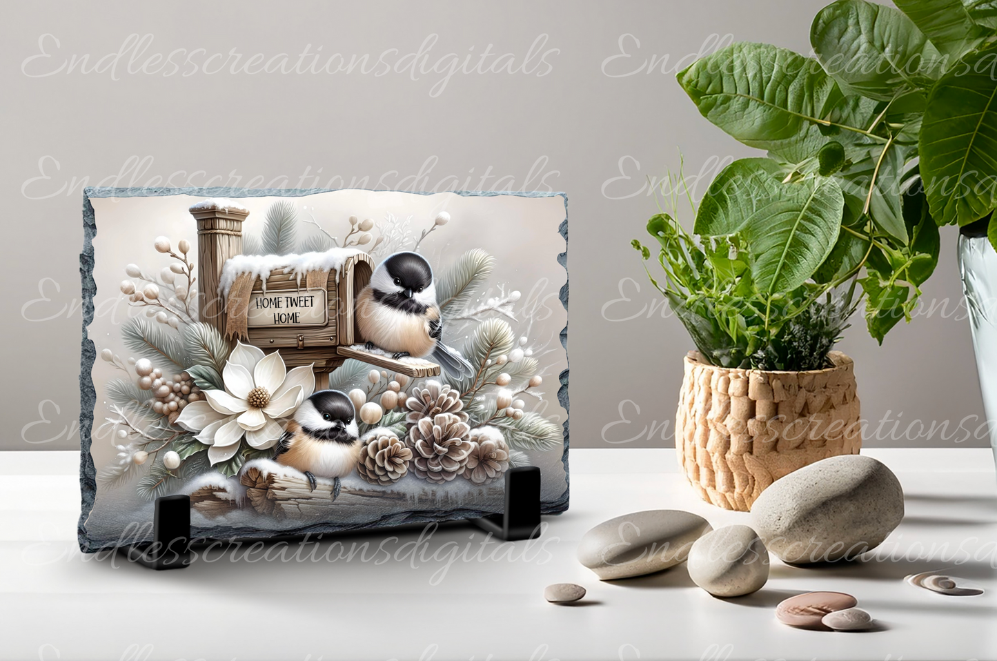 HOME TWEET HOME WINTER CHICKADEES RECTANGLE/TINS