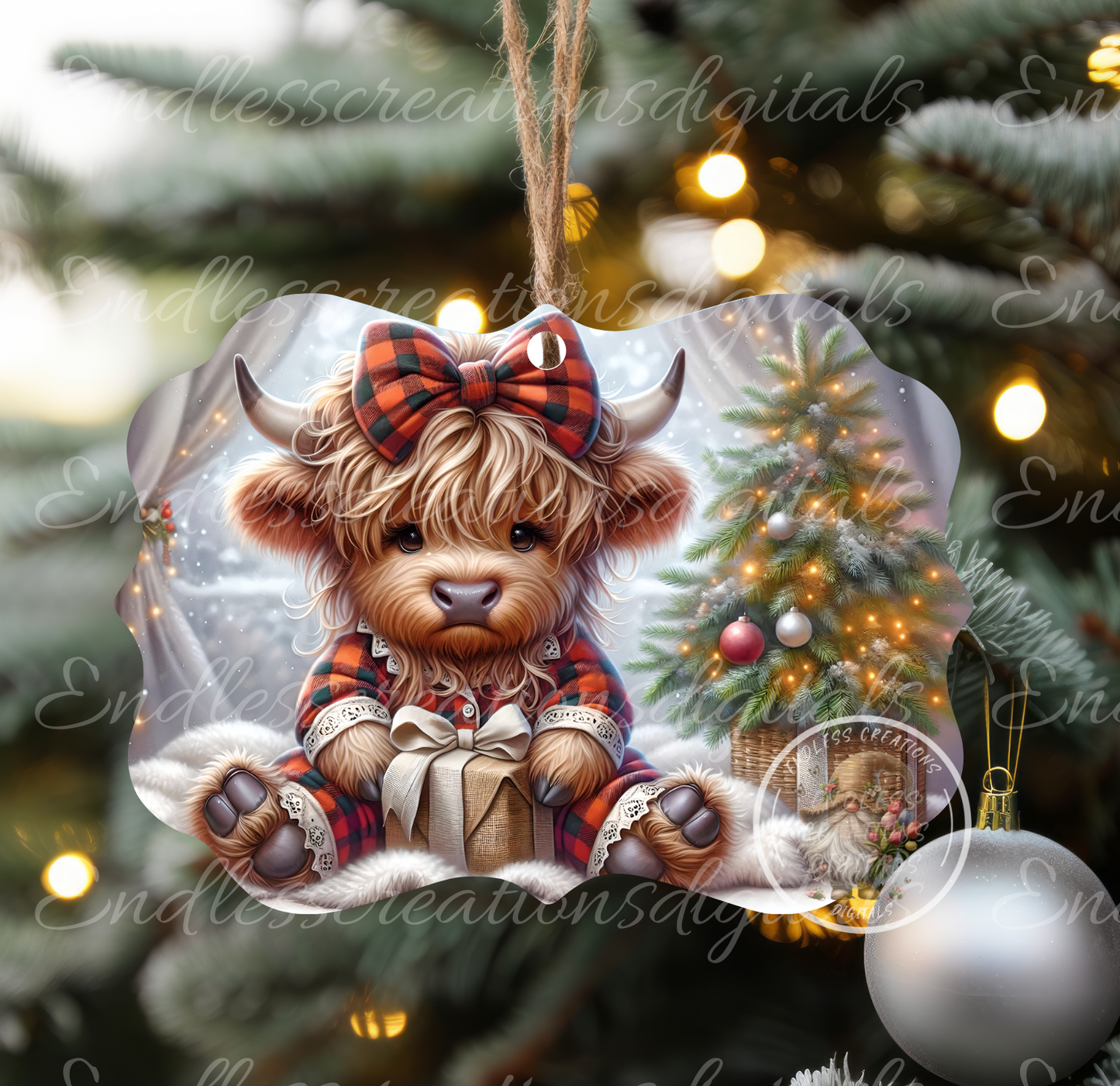 ADORABLE CHRISTMAS BABY GIRL HIGHLAND COW RECTANGLE/TINS