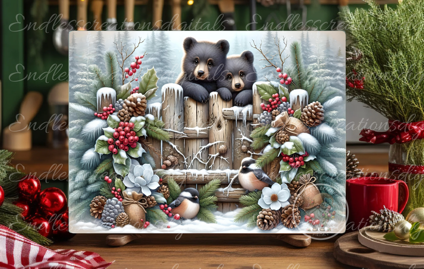 WINTER BLACK BEARS RECTANGLE/TINS