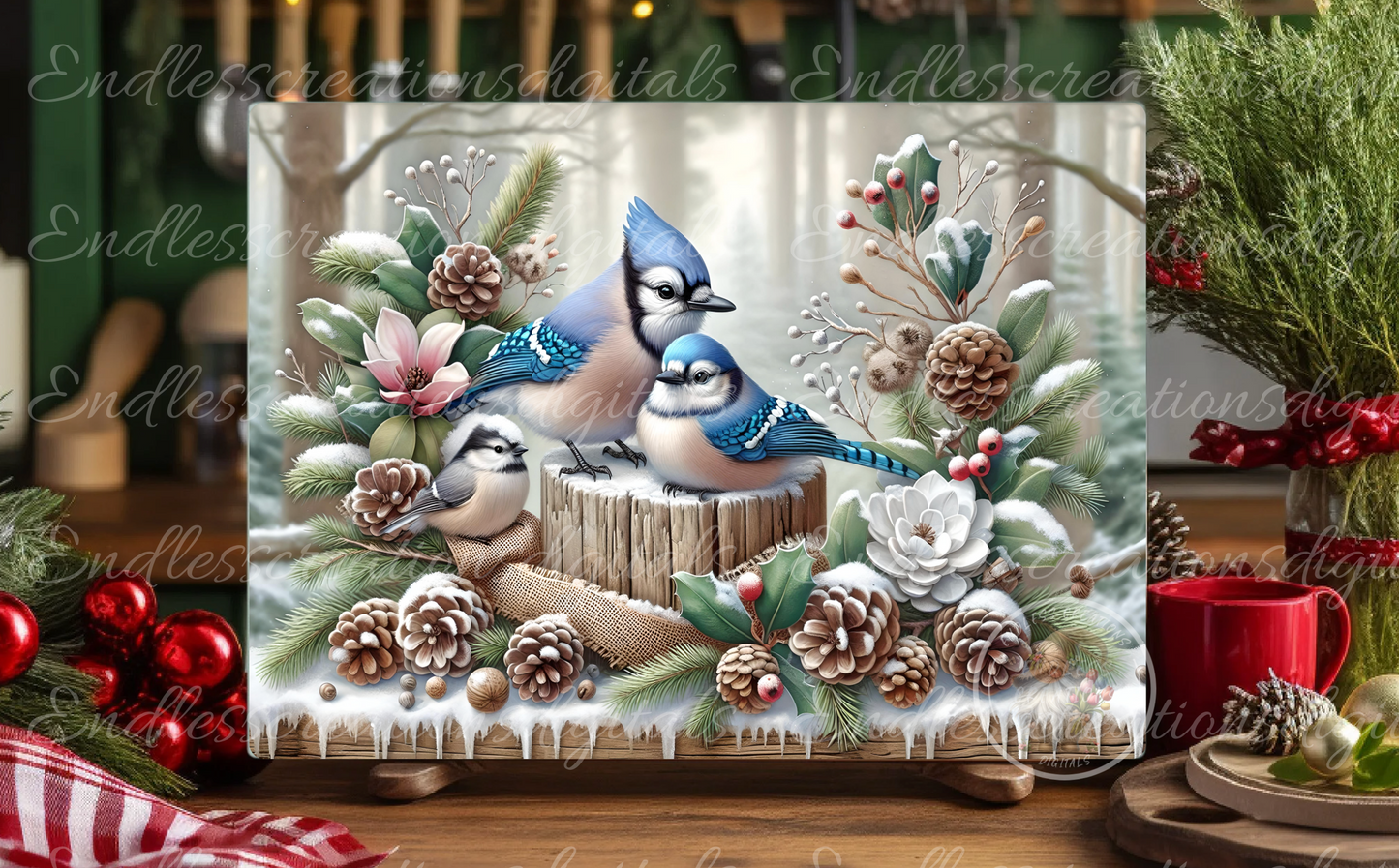 WINTER BLUE JAYS RECTANGLE/TINS