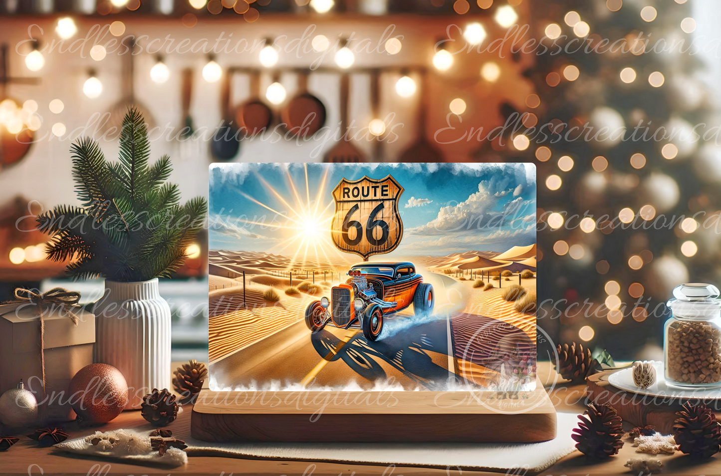ROUTE 66 HOTROD RECTANGLE/TINS