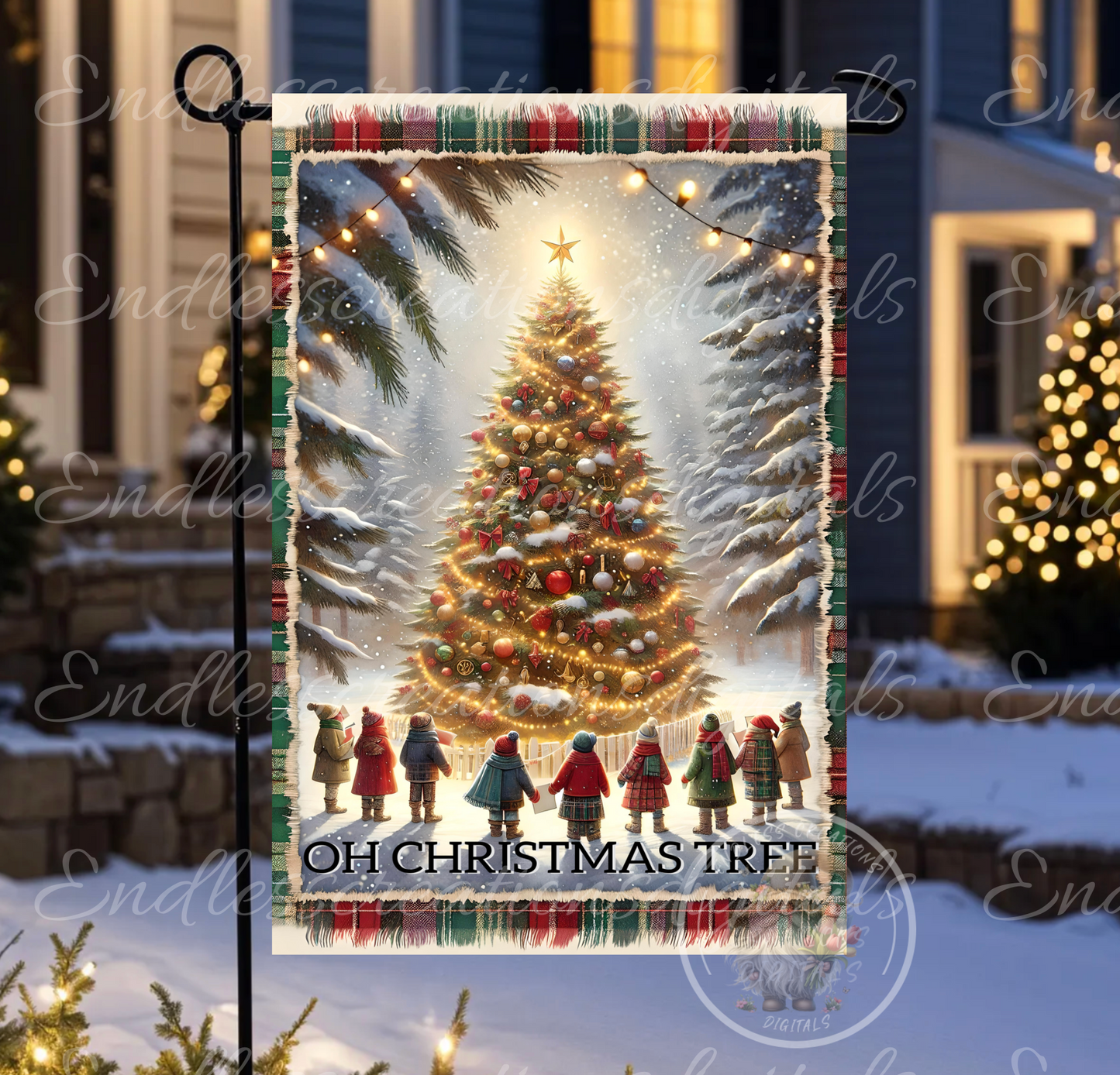 OH CHRISTMAS TREE GARDEN FLAG