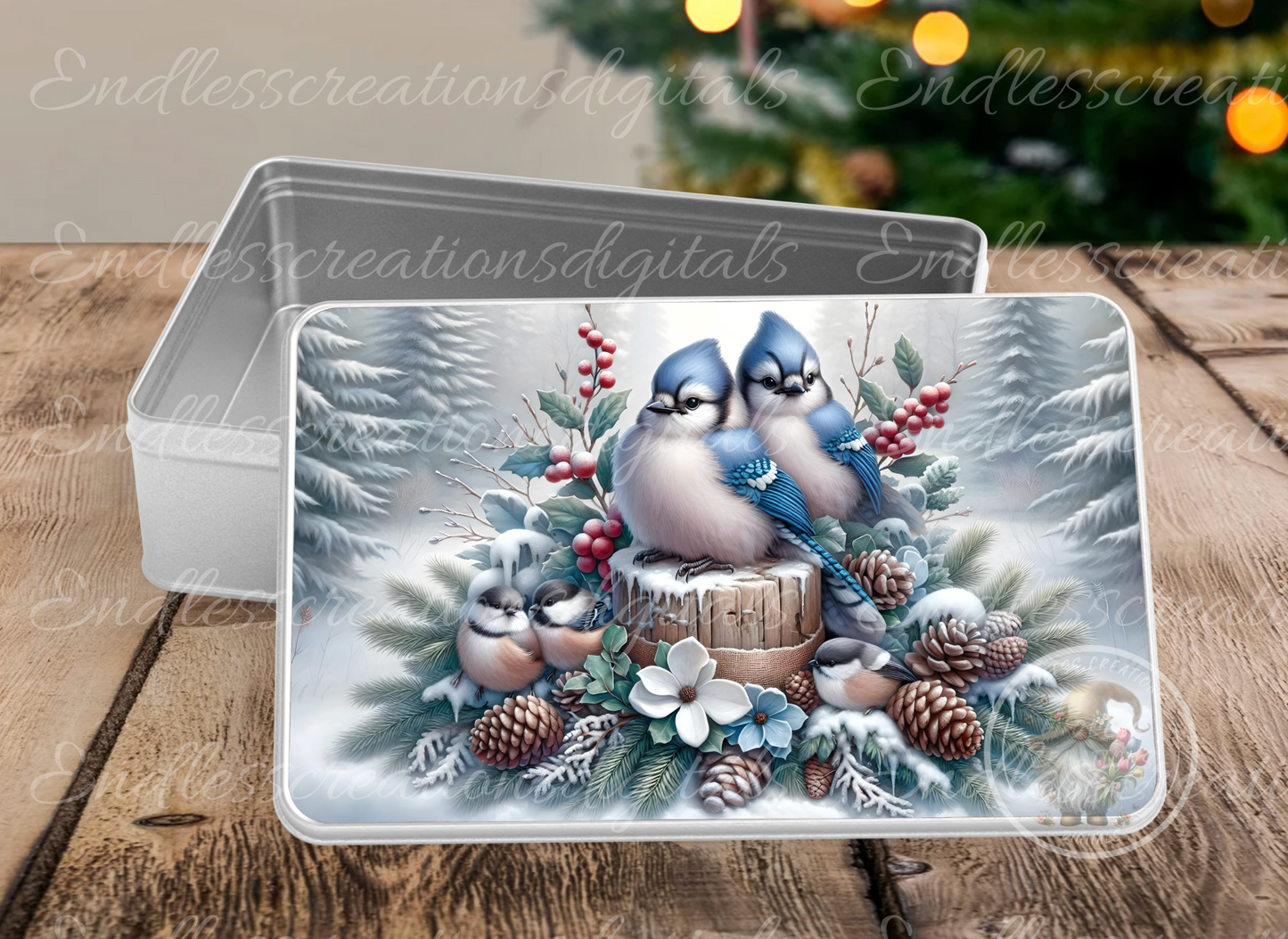 WINTER BLUE JAYS RECTANGLE/TINS