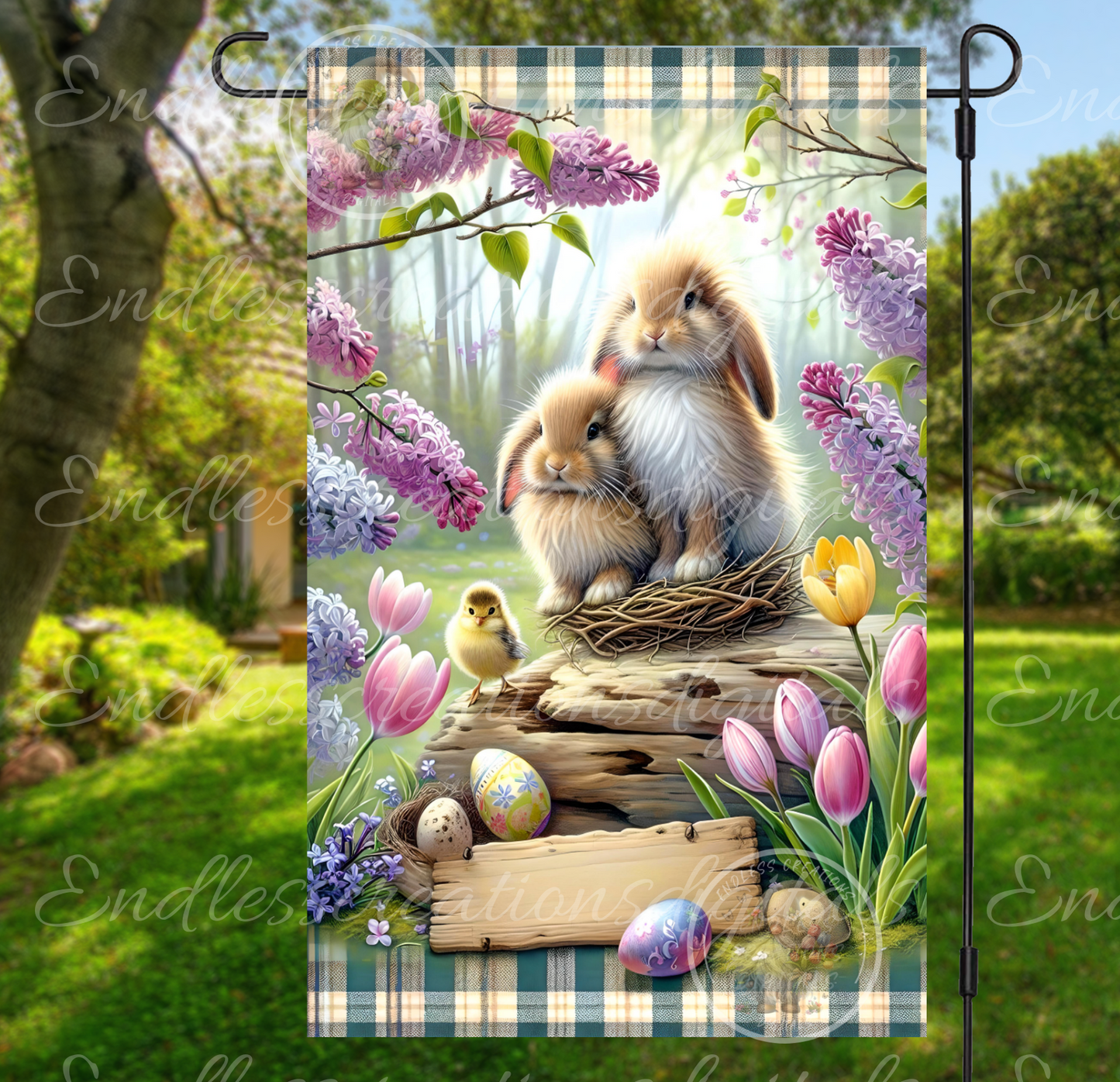 SPRING TIME BUNNIES GARDEN FLAG