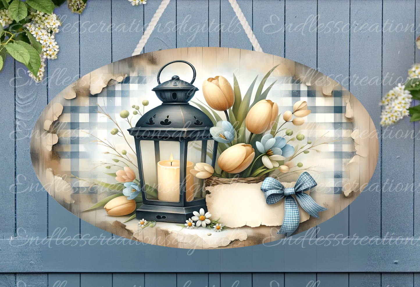 SPRING FLORAL LANTERN OVAL DIGITAL