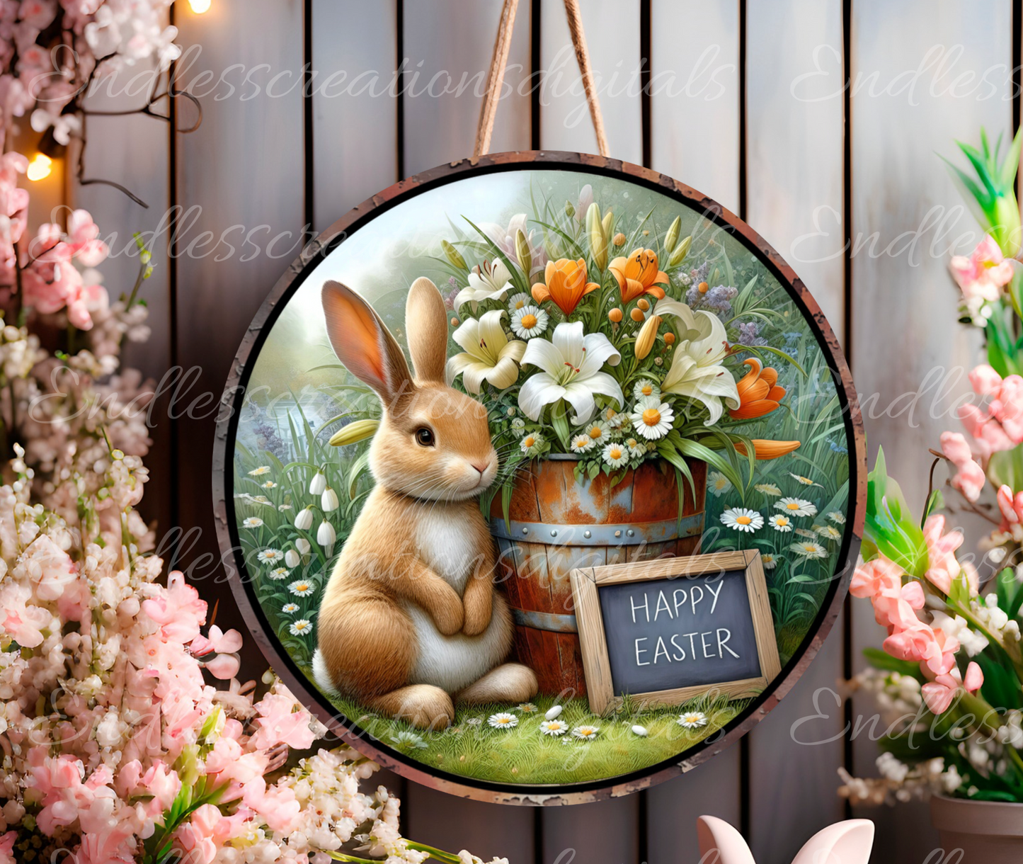 EASTER SUBLIMATION door hanger, wreath sign png, for sublimation, 2 high resolution digital download files, including 1 blank file to add your own text