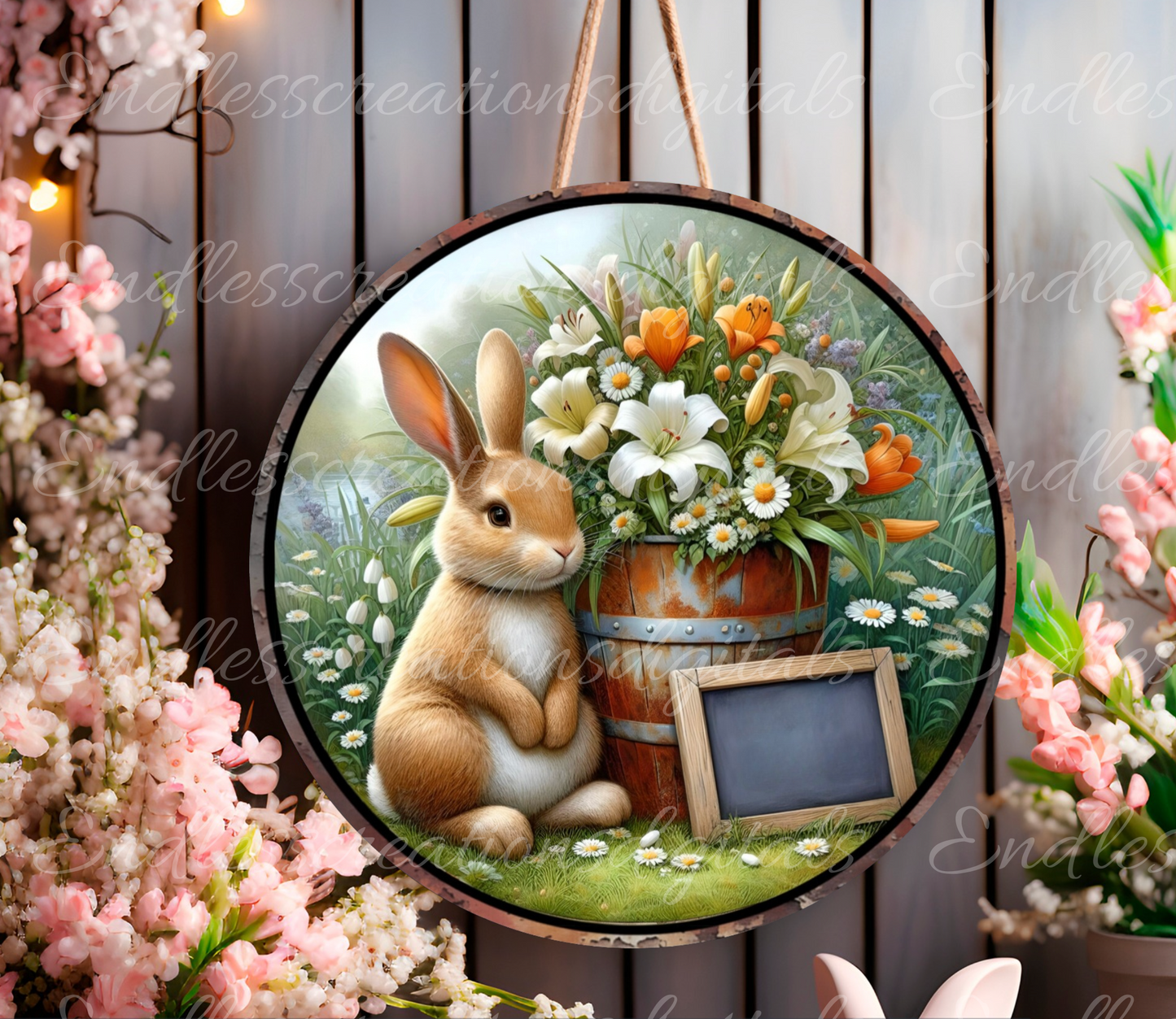 EASTER SUBLIMATION door hanger, wreath sign png, for sublimation, 2 high resolution digital download files, including 1 blank file to add your own text