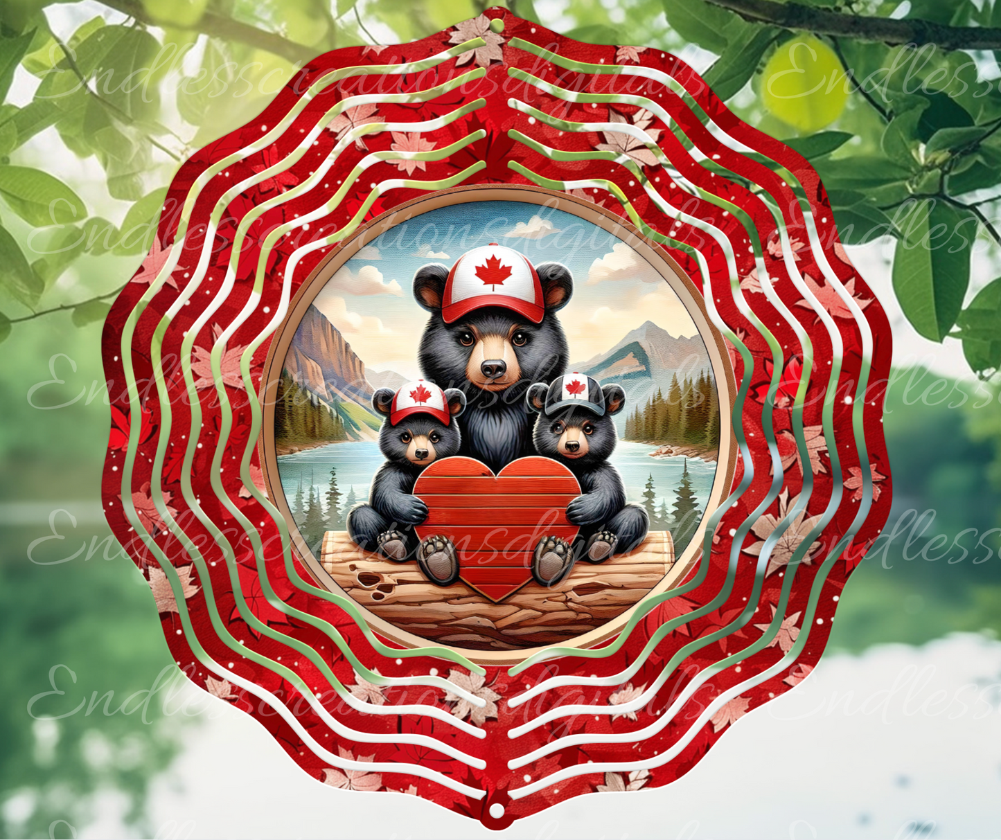 CANADA TRUE NORTH STRONG AND FREE BEARS WIND SPINNER