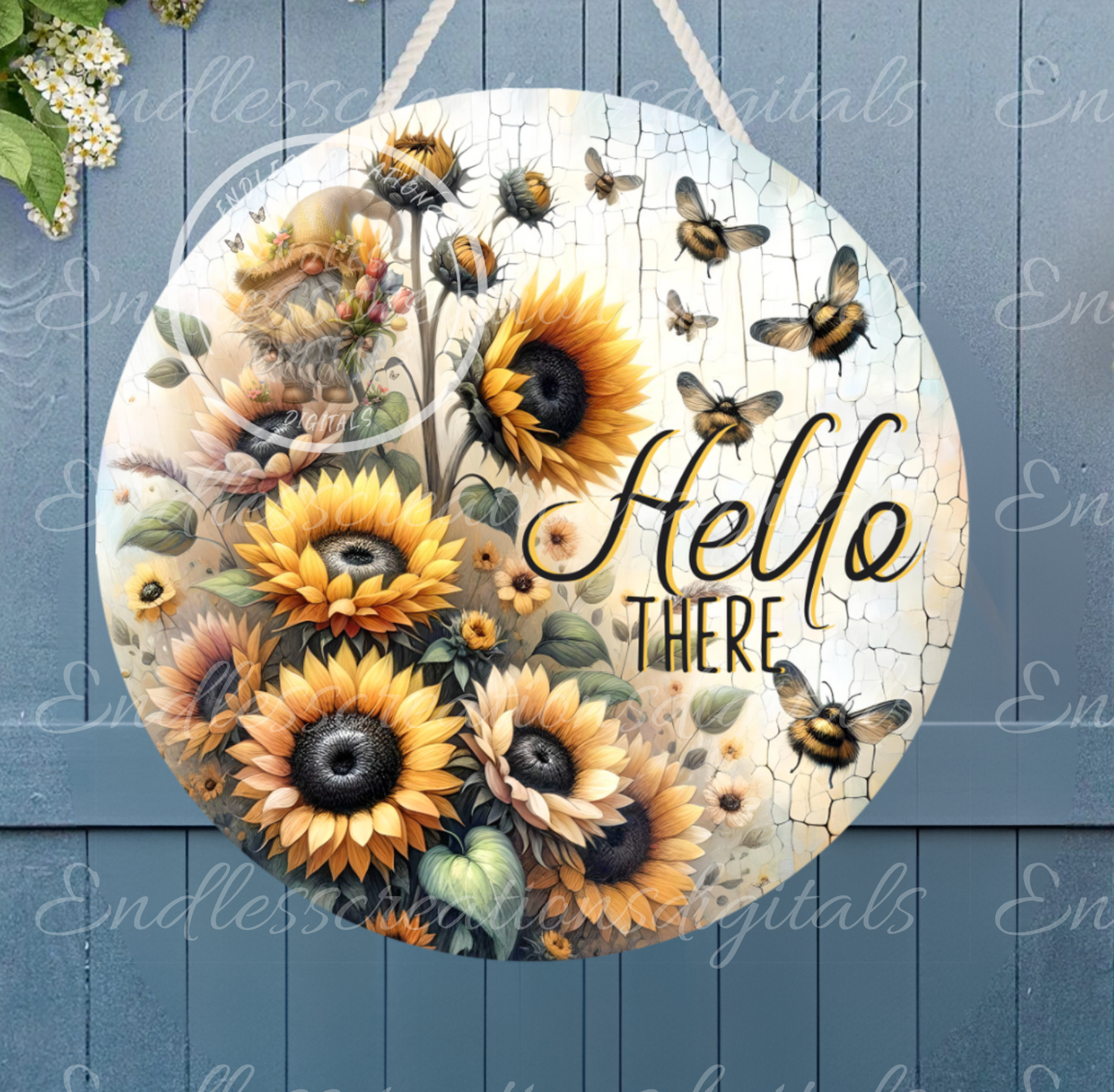 SUMMER HELLO THERE SUNFLOWER ROUND