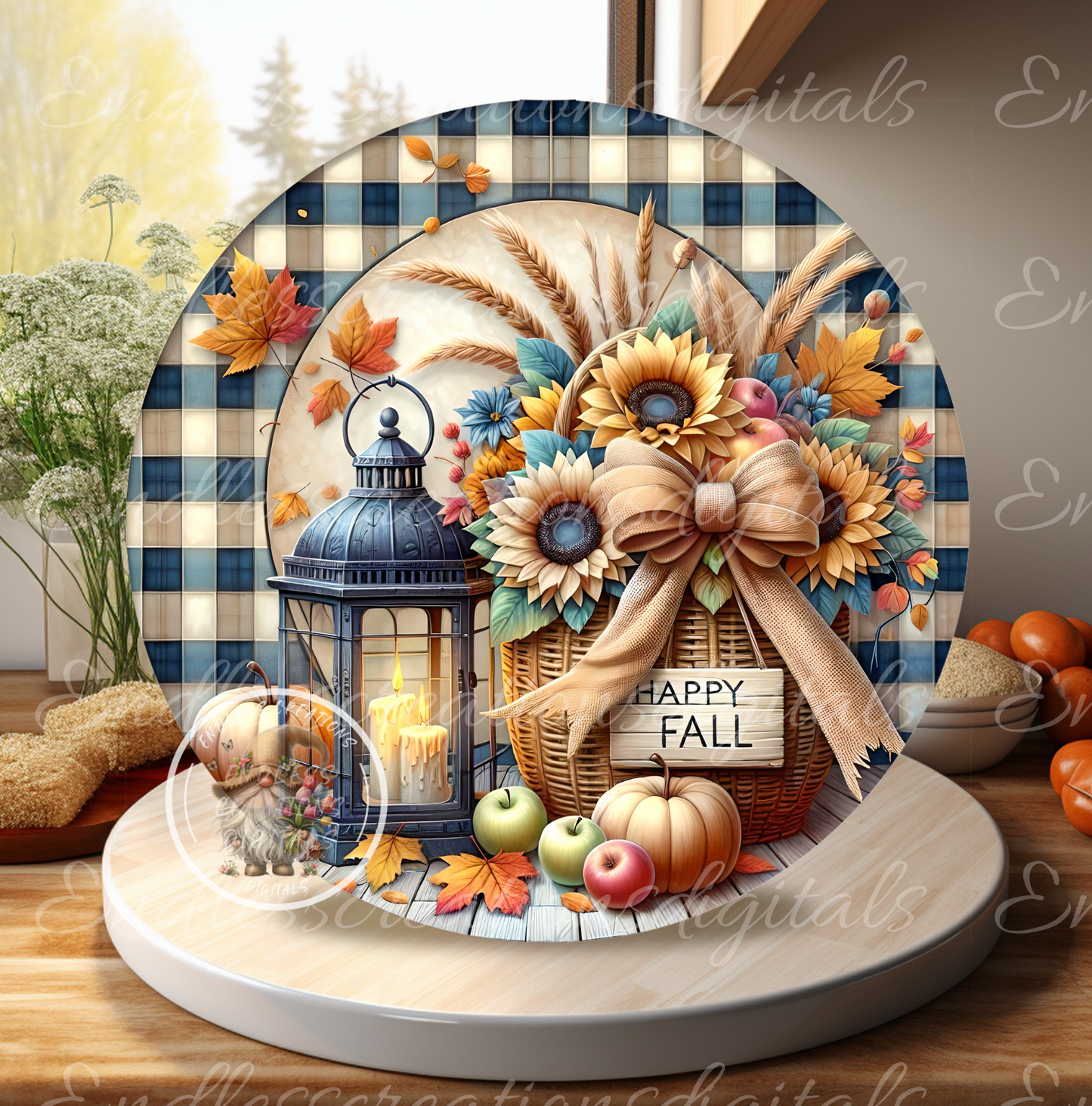 HAPPY FALL FLORAL LANTERN