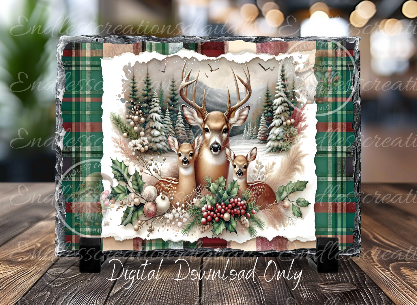 WINTER DEER RECTANGLE/TIN