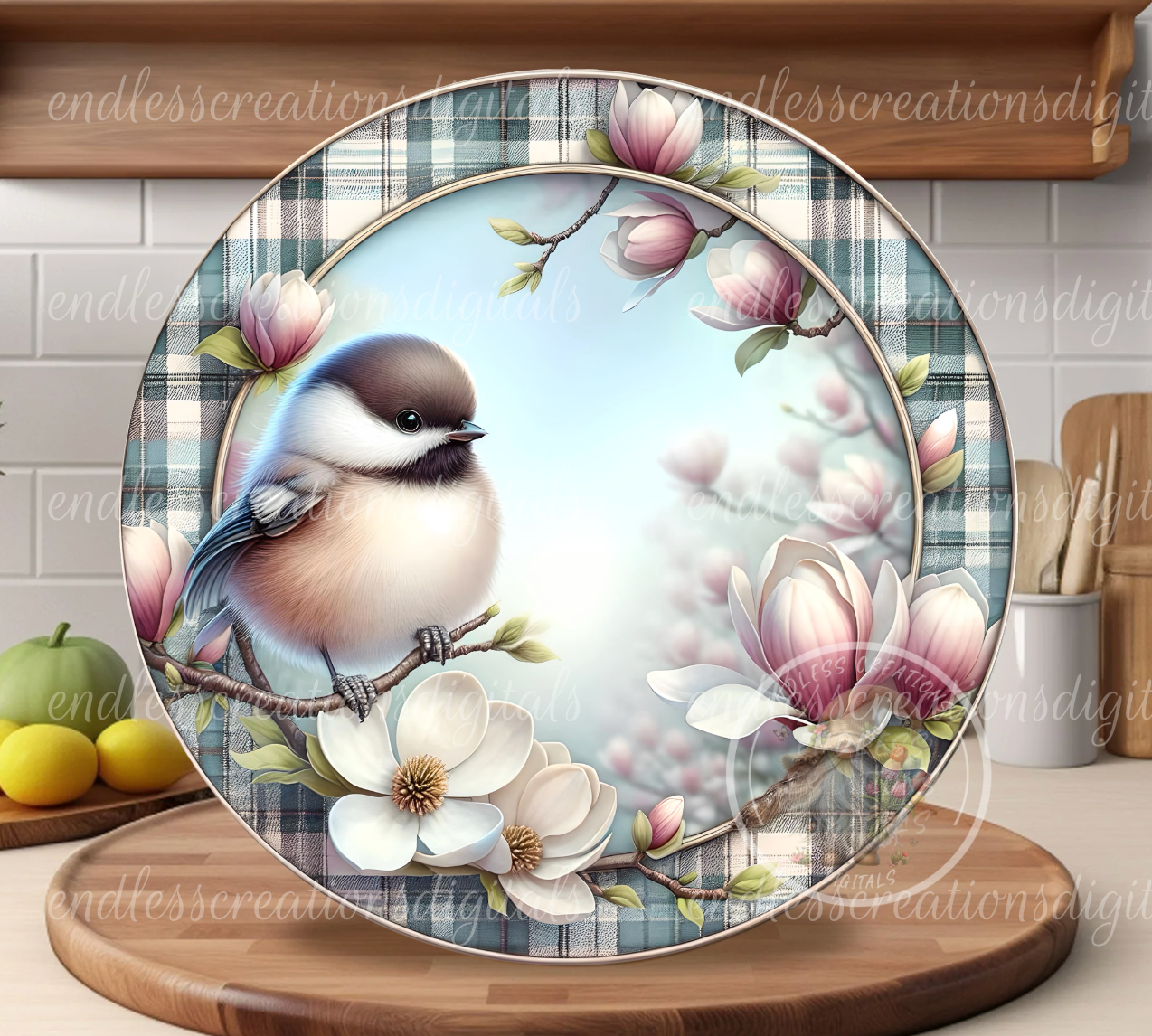 SPRING FLORAL CHICKADEE