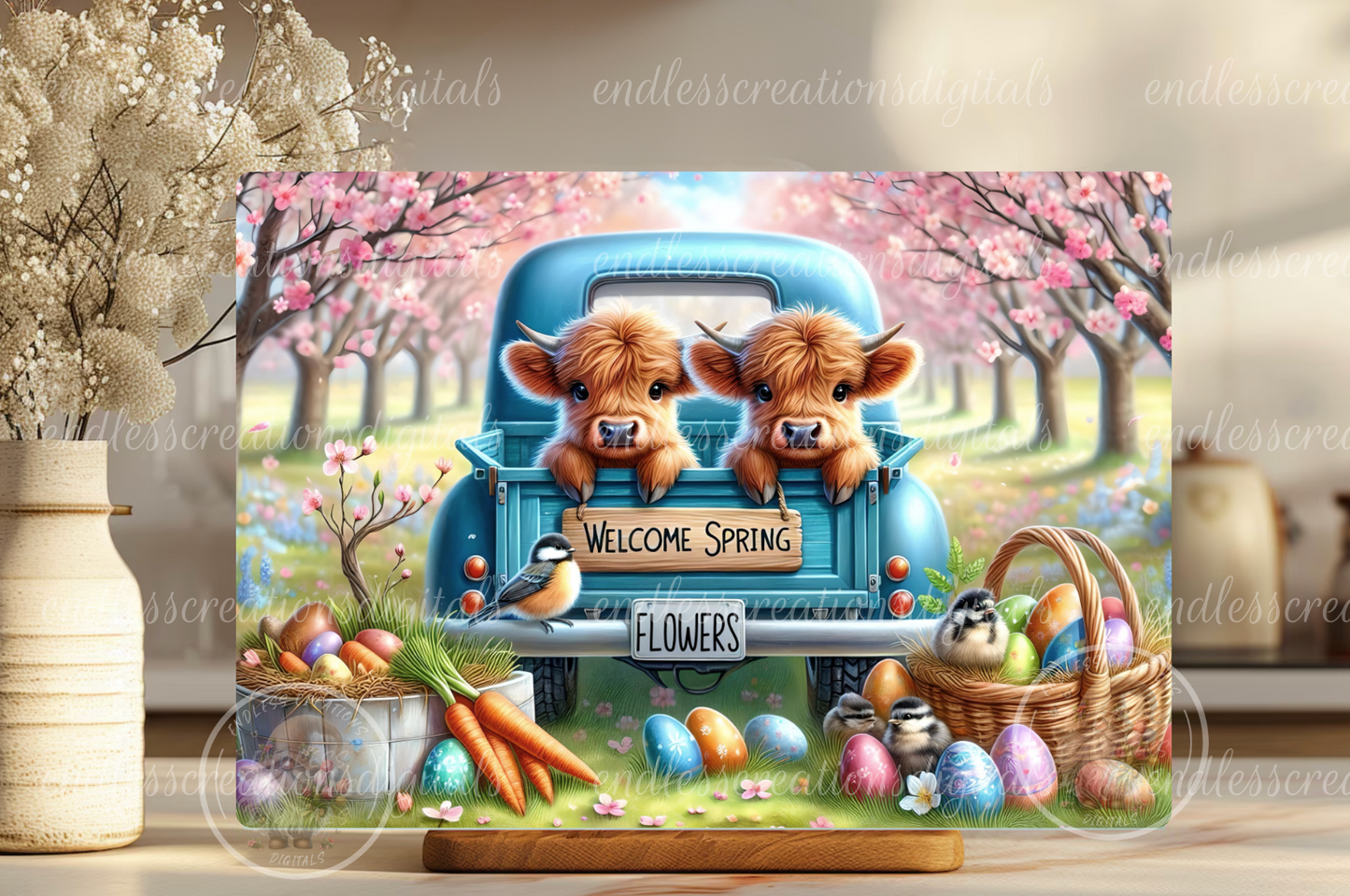 WELCOME SPRING BLUE TRUCK HIGHLANDS