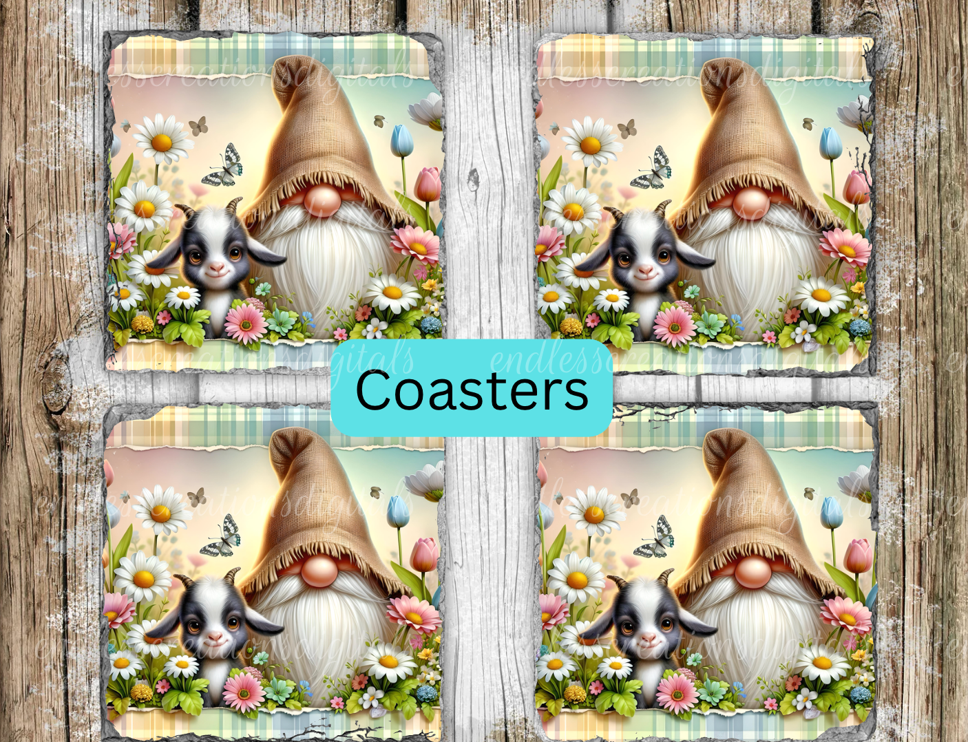 SPRING FLORAL GOAT AND GNOME