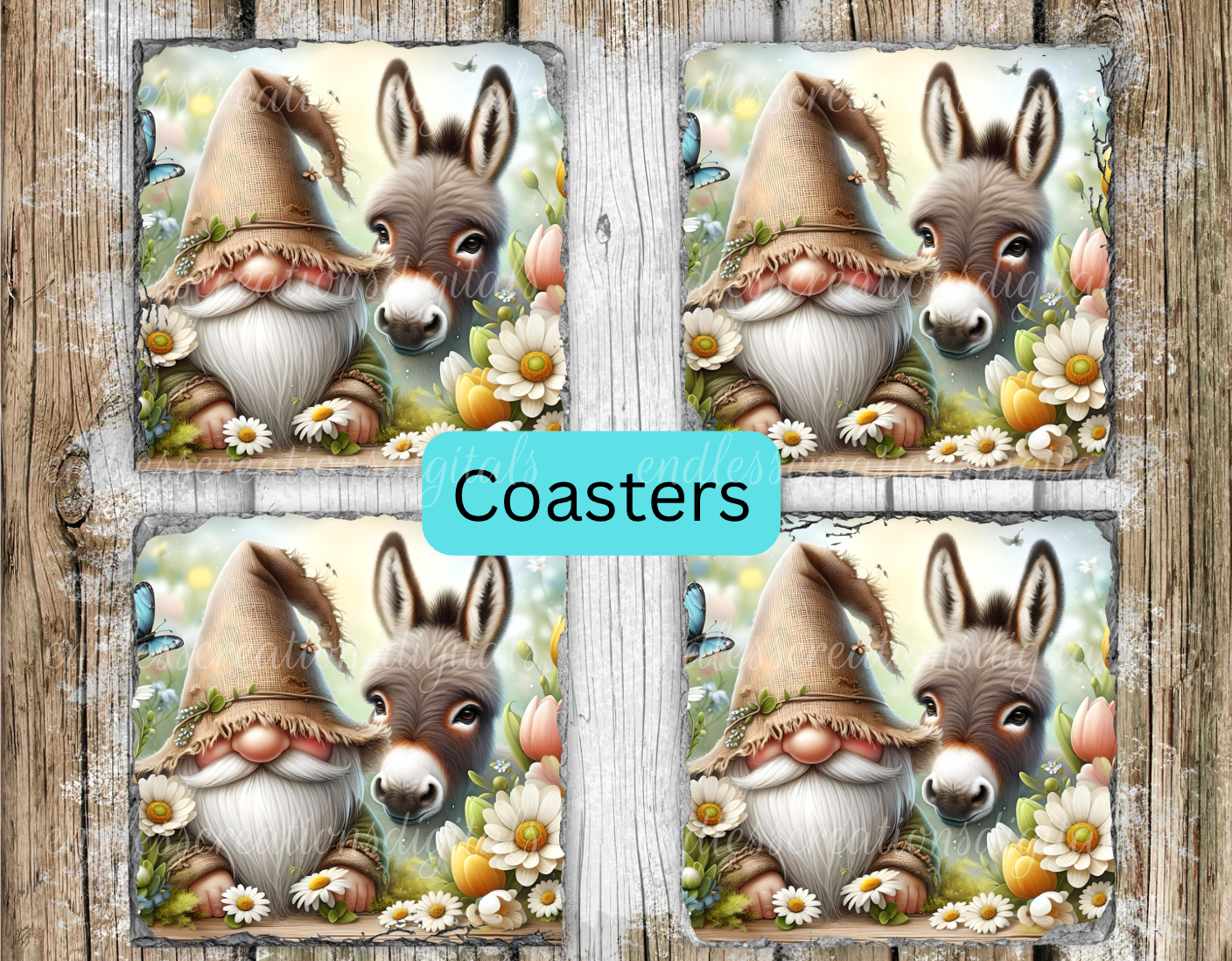 FLORAL SPRING GNOME AND DONKEY