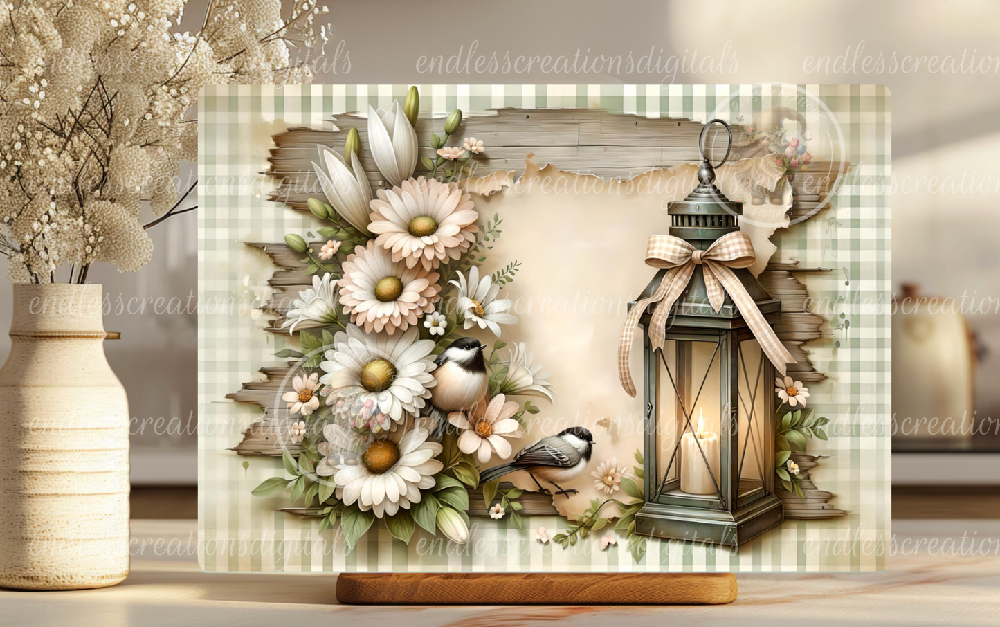 FLORAL DAISY LANTERN RECTANGLE