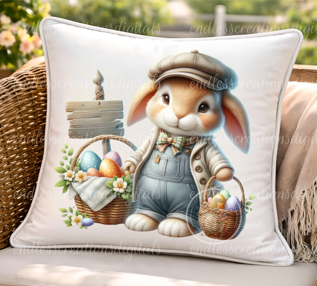 VINTAGE EASTER EGG HUNT BUNNY