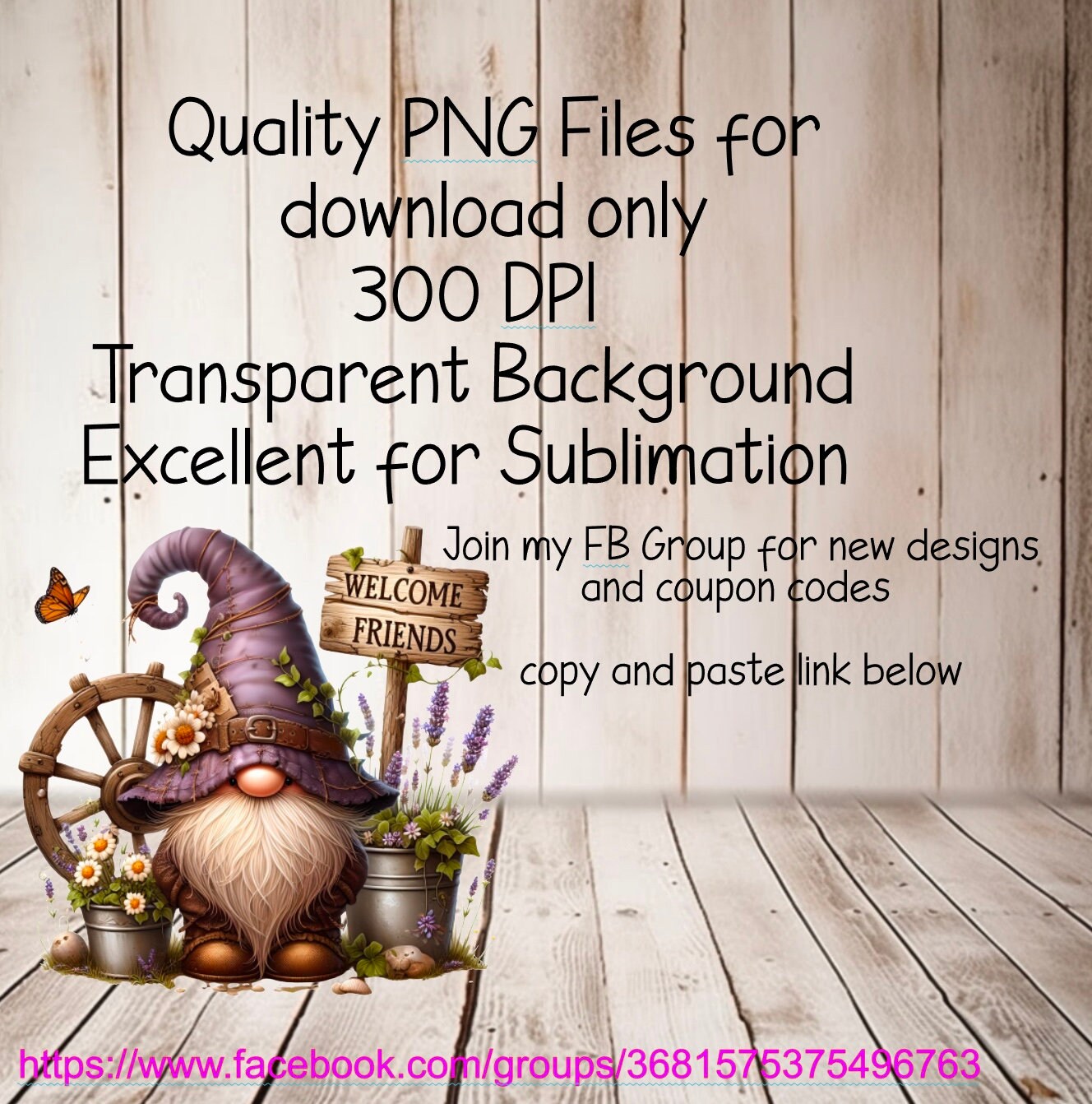 SPRING GNOME round door png, TRANSPARENT for sublimation high resolution 2 files, including 1 round