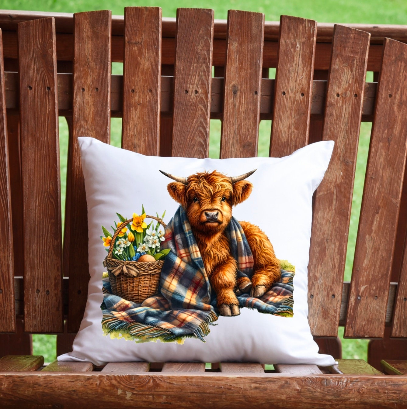 Spring Highland Cow png, High Resolution Sublimation transparent background