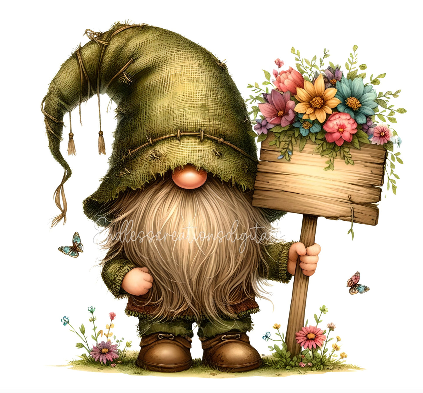 SPRING GNOME SUBLIMATION png, transparent for sublimation high resolution, 4 files, 1 add your own text