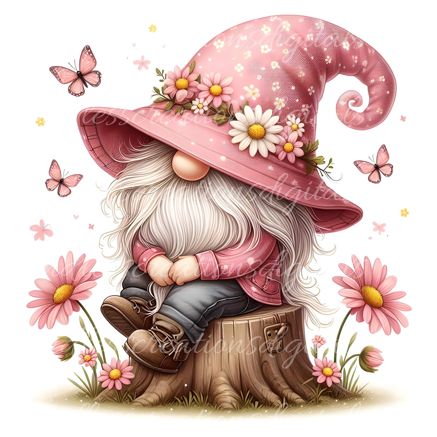 SPRING GNOME SUBLIMATION png, transparent for sublimation high resolution, 5 files for download, perfect for pillows, mugs, totes etc