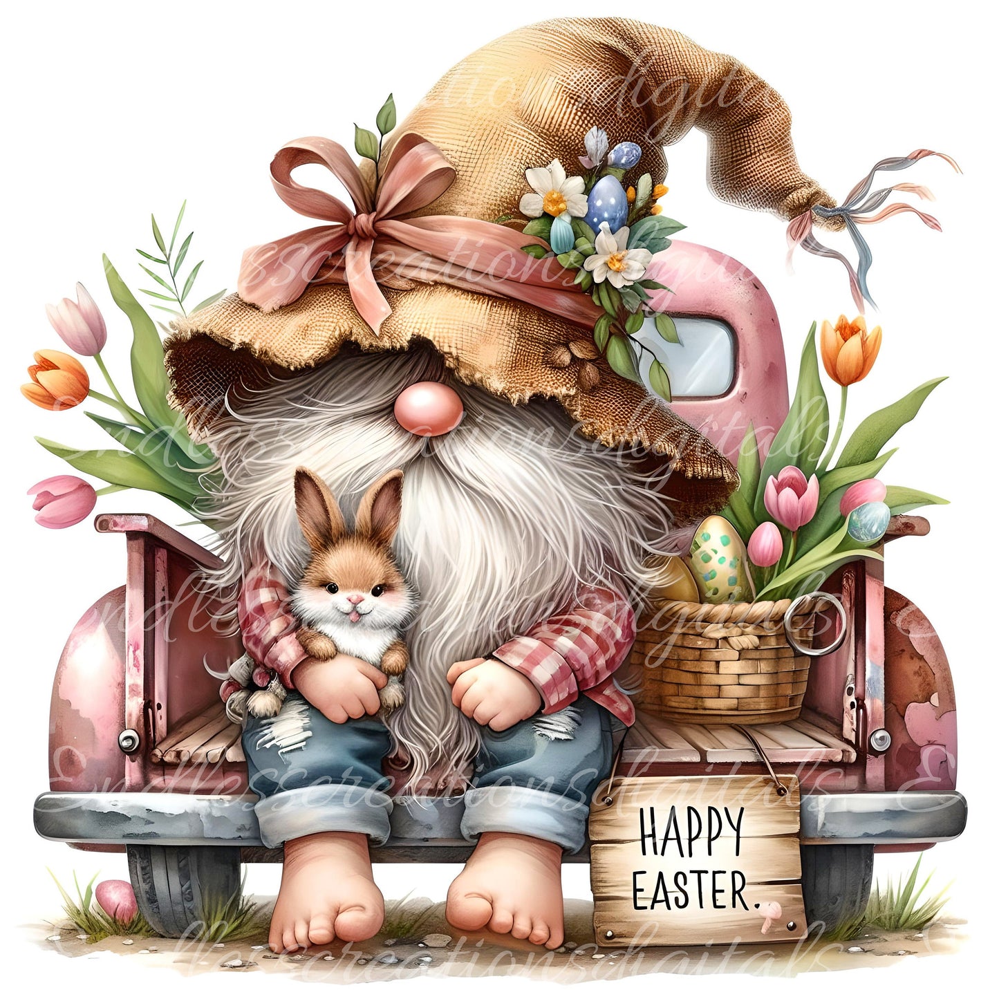 EASTER GNOME SUBLIMATION png, transparent for sublimation high resolution, 5 files for download, perfect for pillows, mugs, totes etc