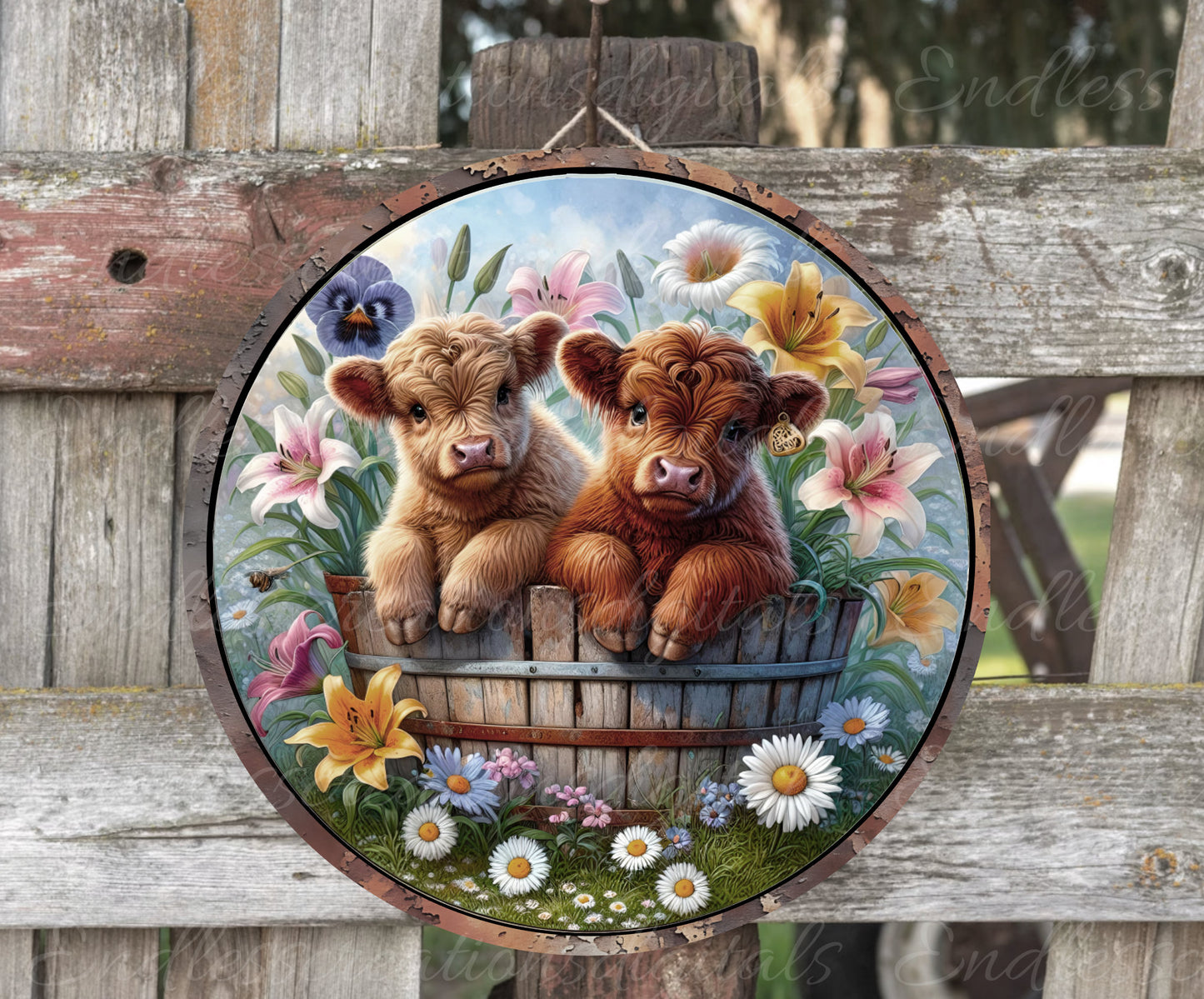 HIGHLAND COWS SUBLIMATION door hanger, wreath sign png, for sublimation high resolution