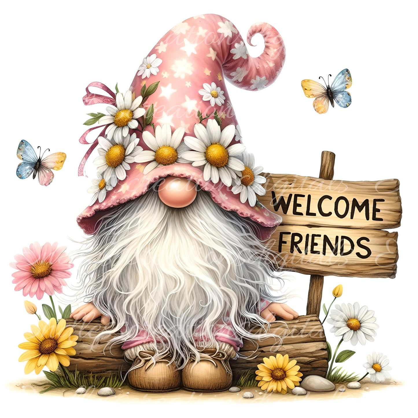 SPRING GNOME SUBLIMATION png, transparent for sublimation high resolution, 5 files for download, perfect for pillows, mugs, totes etc