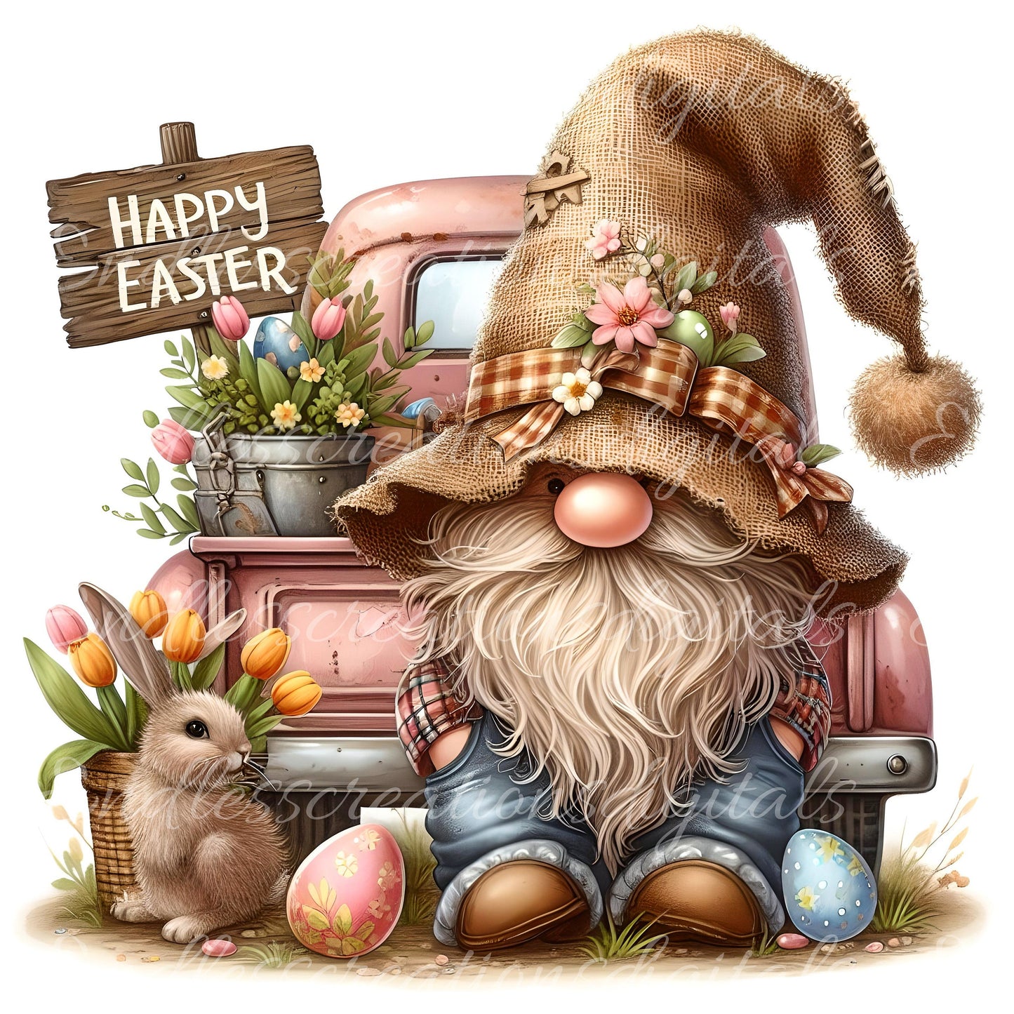 EASTER GNOME SUBLIMATION png, transparent for sublimation high resolution, 5 files for download, perfect for pillows, mugs, totes etc