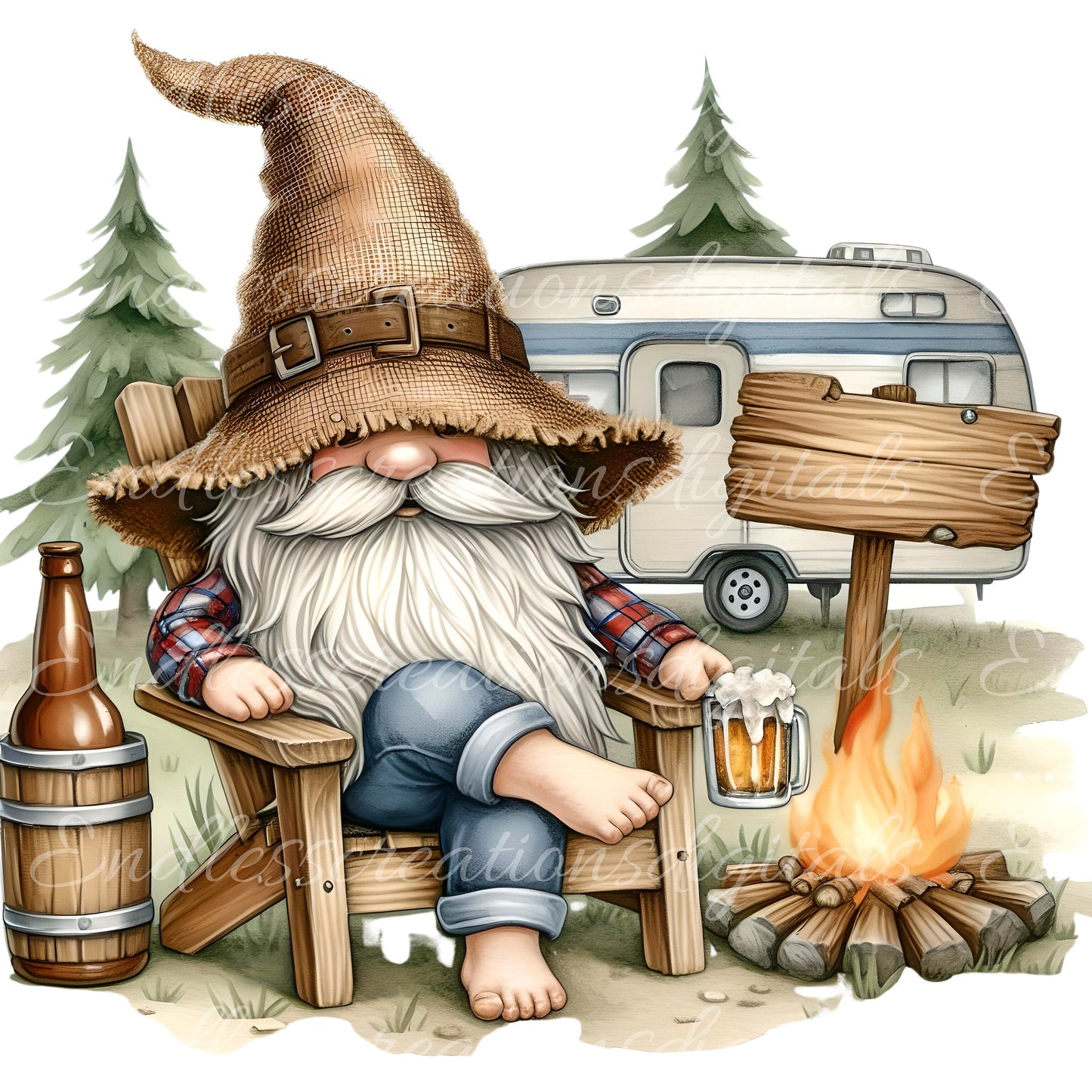 CAMPING GNOME SUBLIMATION gnome package of 5 high definition 300png, transparent with blank signs so you can add your own text