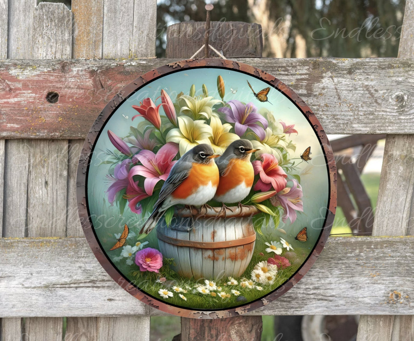 SPRING ROBINS WIND spinner sublimation 2 files for download 300 dpi for use on wind spinners and door hangers,