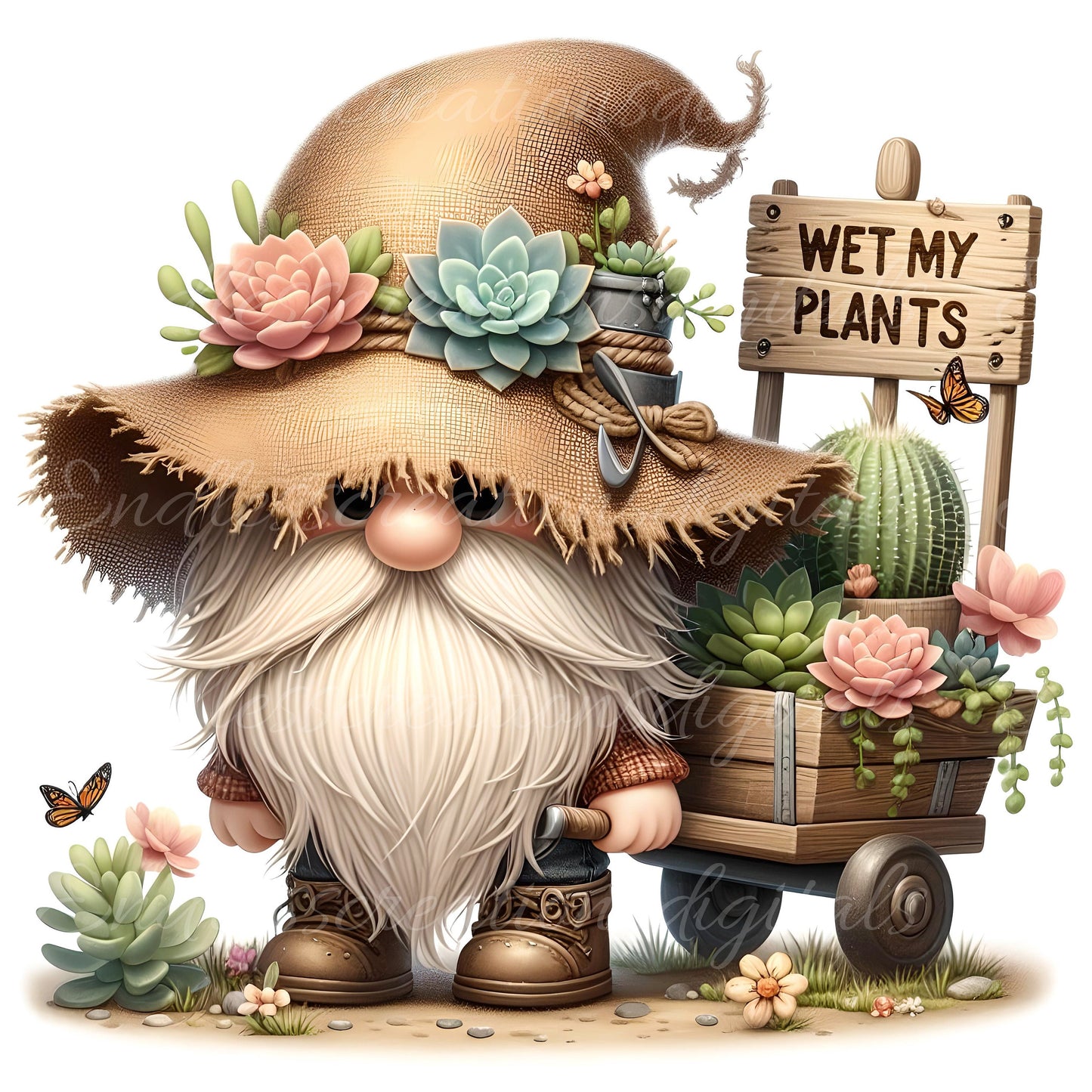 PLANT POT GNOMES sublimation png, transparent for sublimation high resolution, 5 files, 1 file add your own text